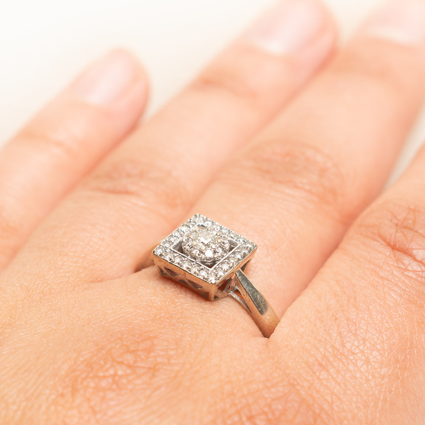 White Gold Double Halo Diamond Ring | 0.50ctw | SZ 9.75