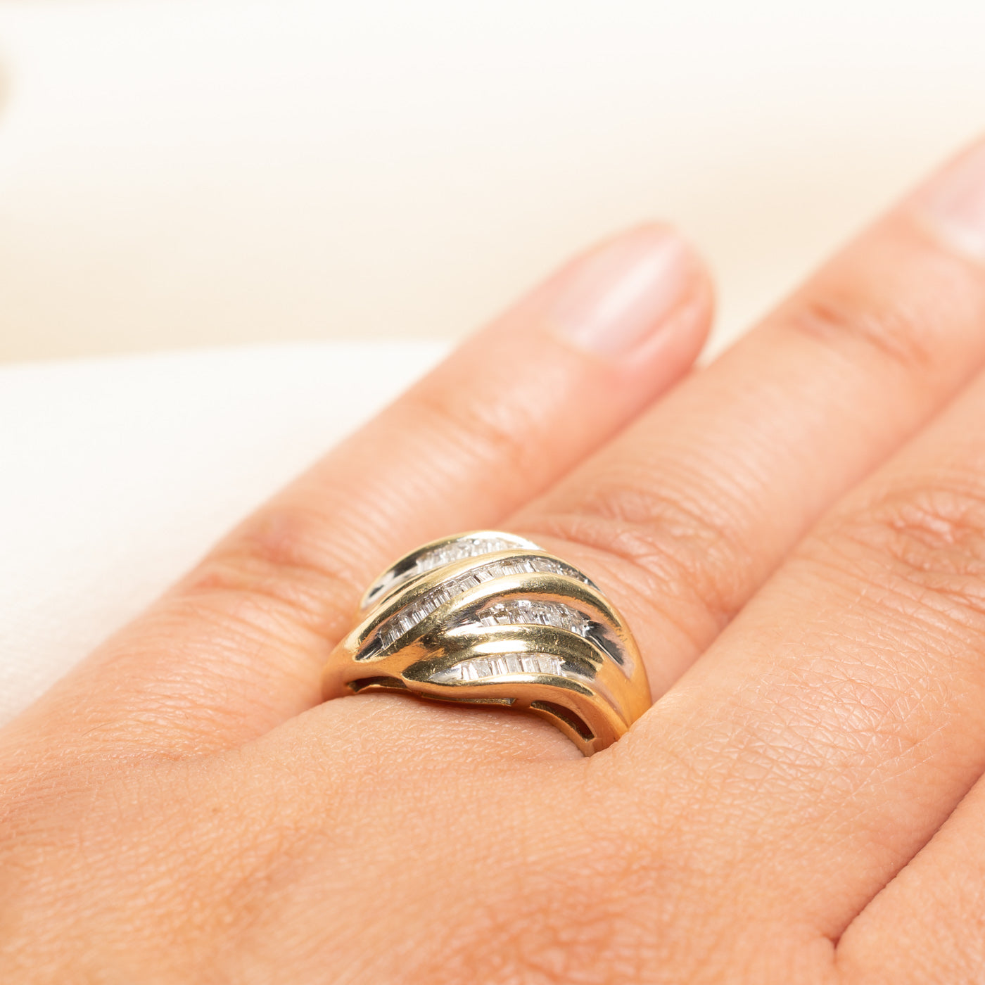 Diamond Waterfall Croissant Ring | 0.55ctw | SZ 6.75