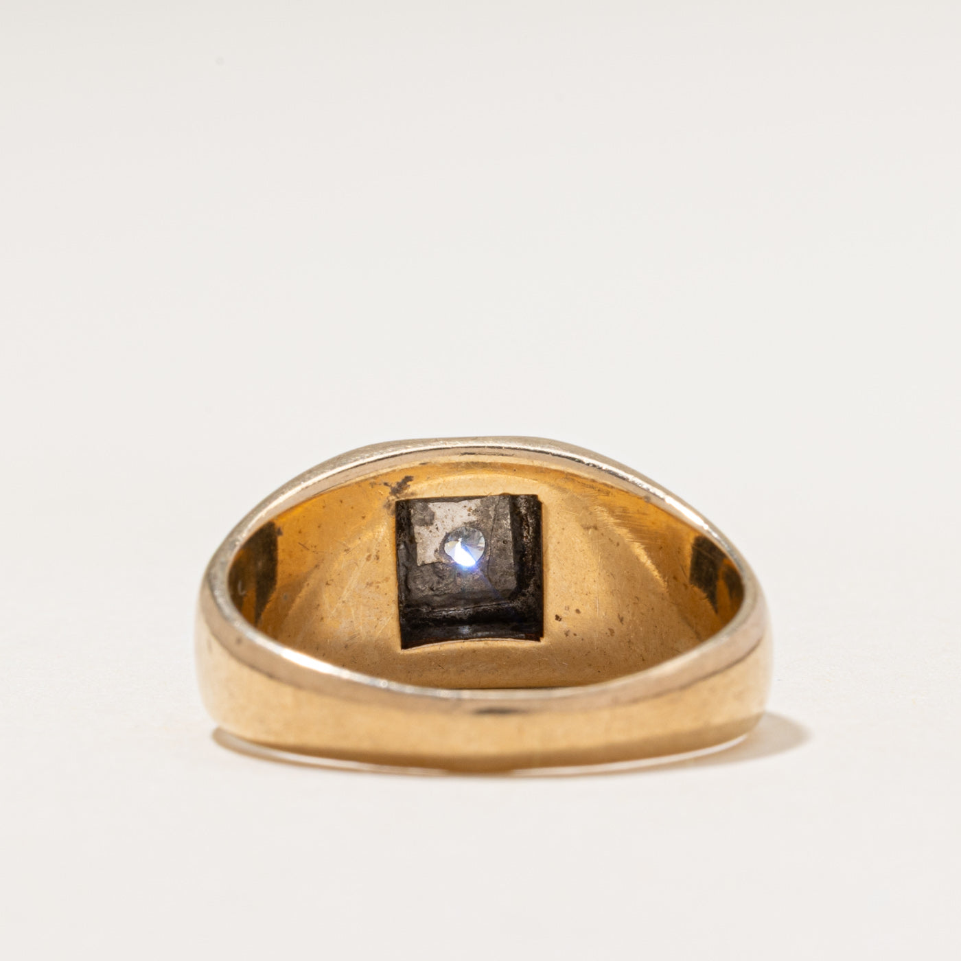 Vintage Canadian Diamond Engraved Dome Ring | 0.16ct | SZ 10.75