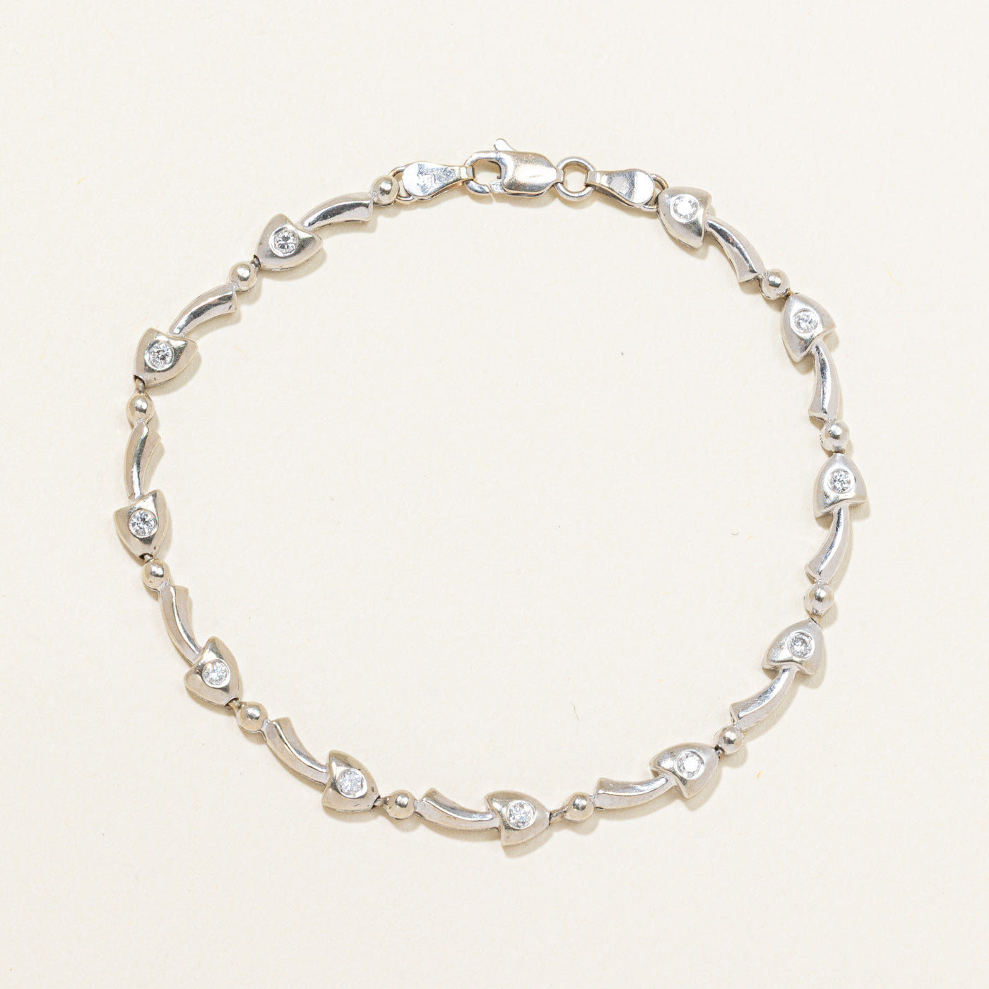 Diamond Mushroom Link Bracelet | 0.25ctw | 6.5"