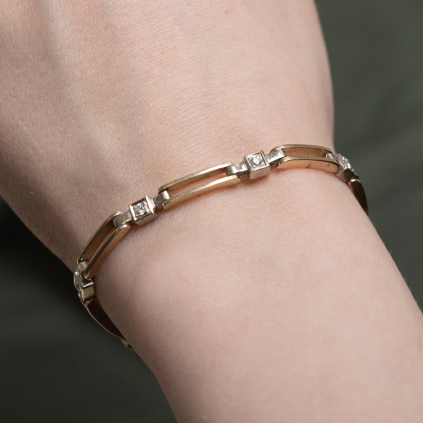 Diamond Open Bar Link Bracelet | 0.40ctw | 7"