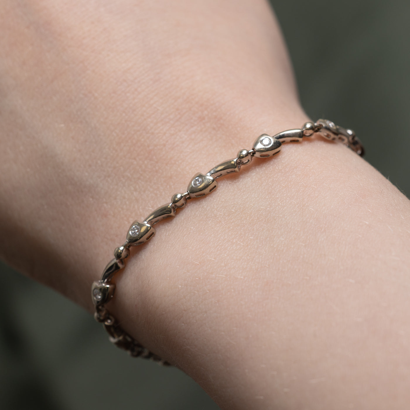 Diamond Mushroom Link Bracelet | 0.25ctw | 6.5"
