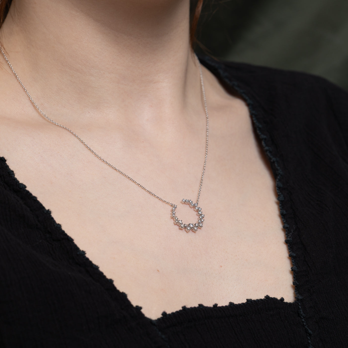 Diamond Open Circle Necklace | 0.33ctw | 18"