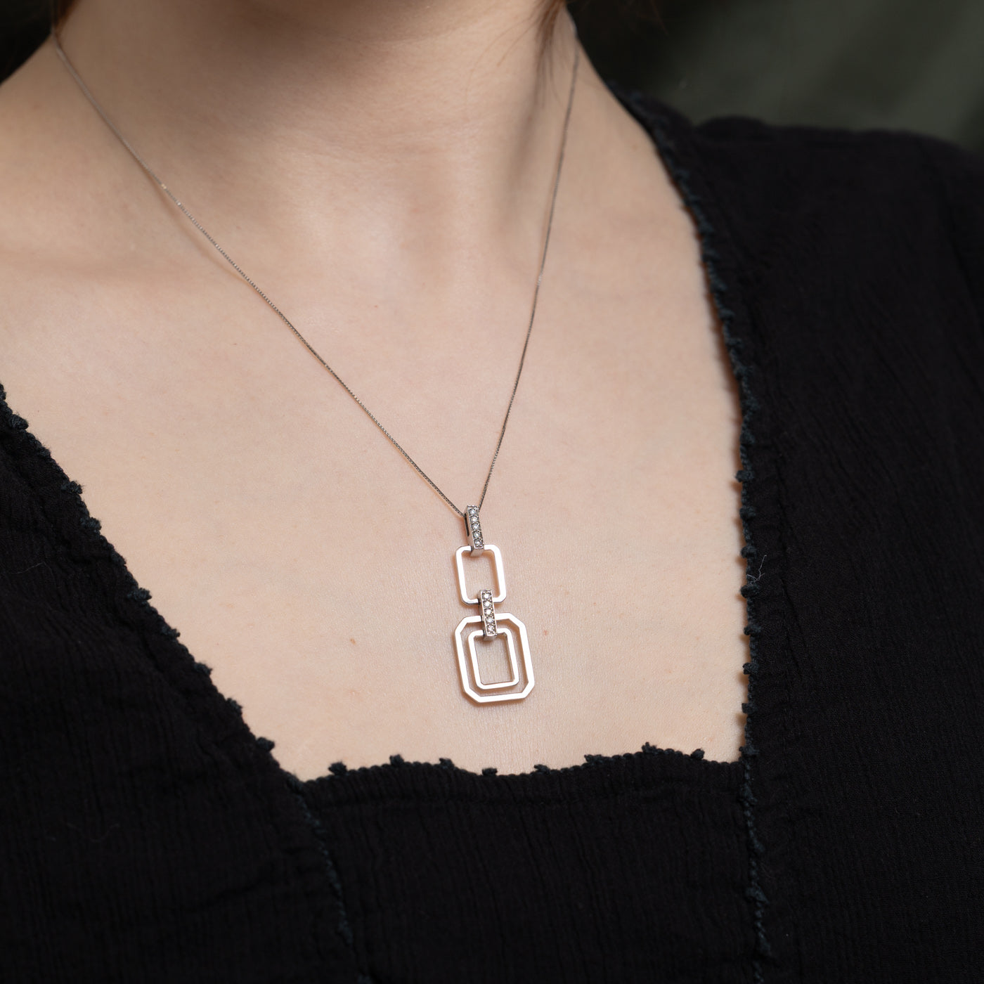 Diamond Geometric Pendant Necklace | 0.10ctw | 18"