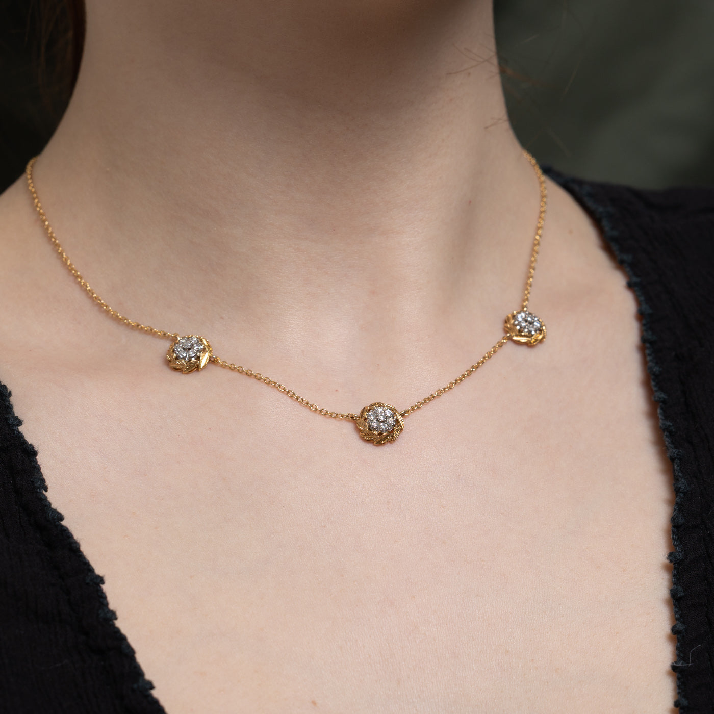 Diamond Cluster Necklace | 0.65ctw | 16"