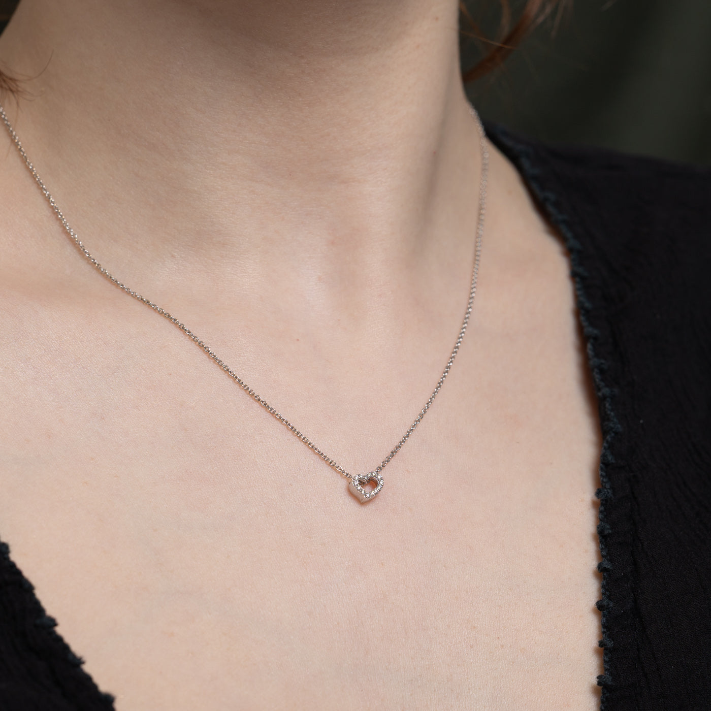 'Birks' Essentials Heart Diamond Necklace | 0.09ct | 18"