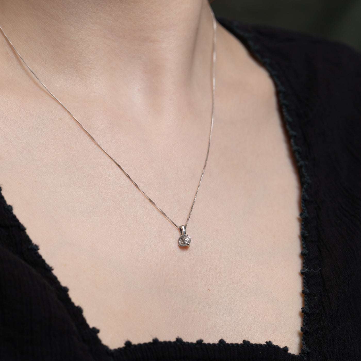 Solitaire Diamond Pendant Necklace | 0.17ct | 18"
