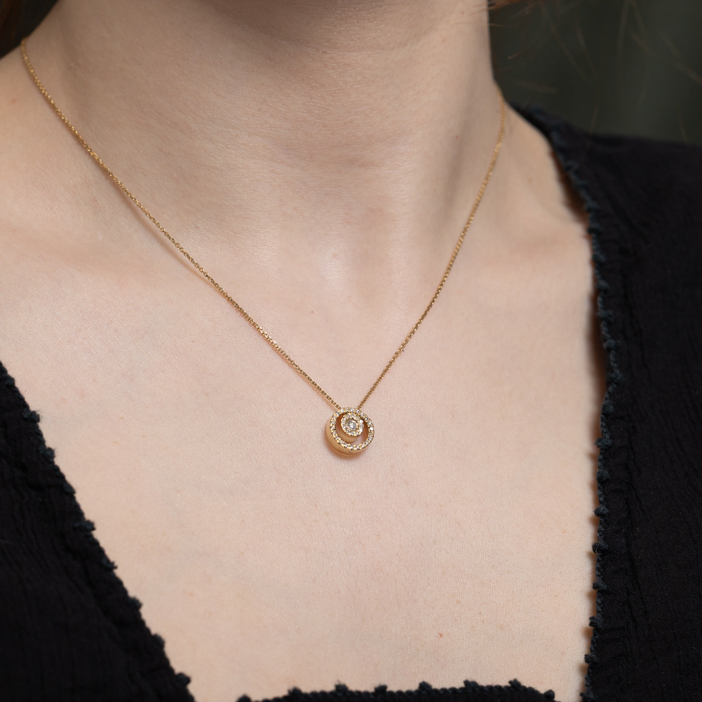 Diamond Double Halo Pendant Necklace | 0.25ctw | 16"