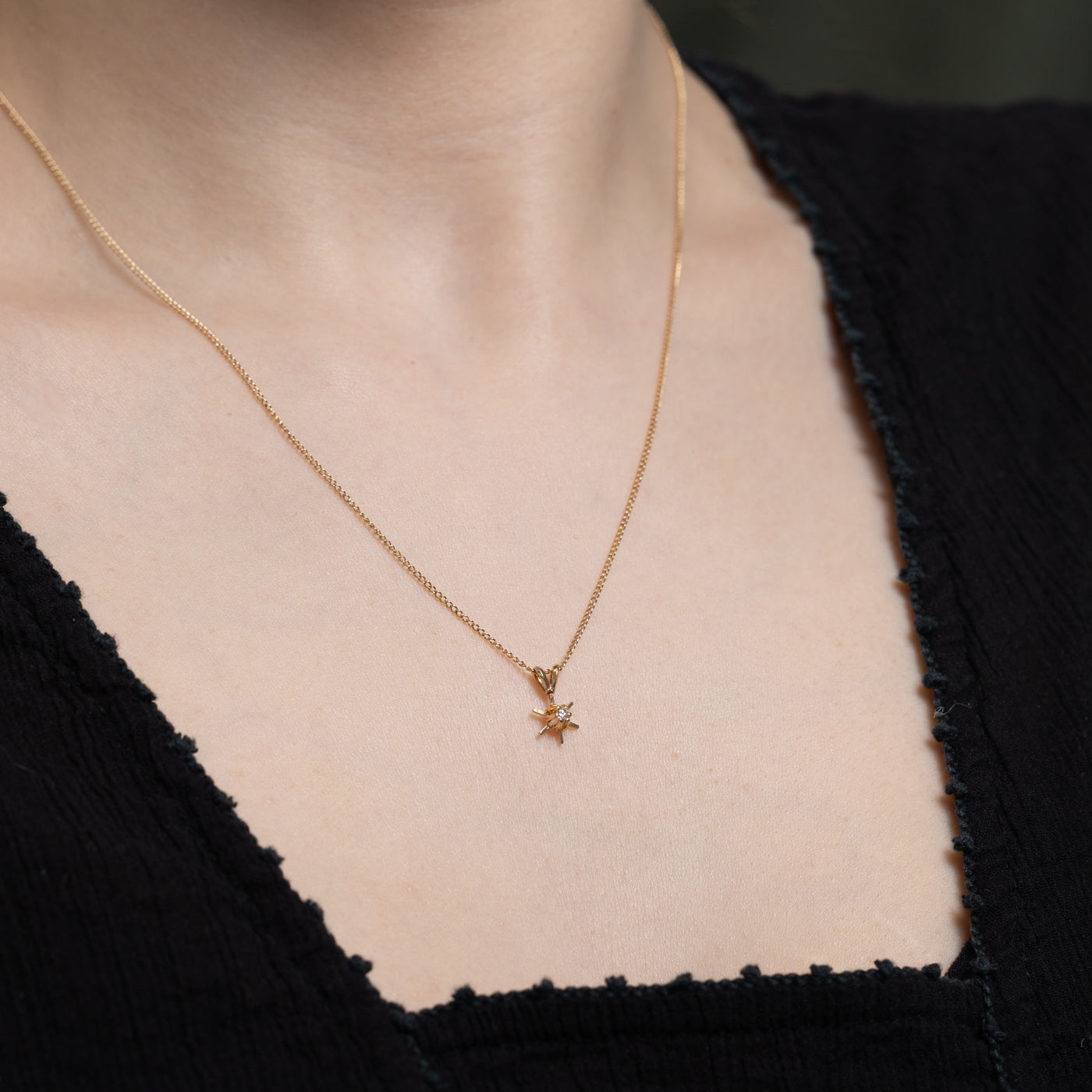 Collier pendentif solitaire en diamant | 0,05 ct | 45,7 cm