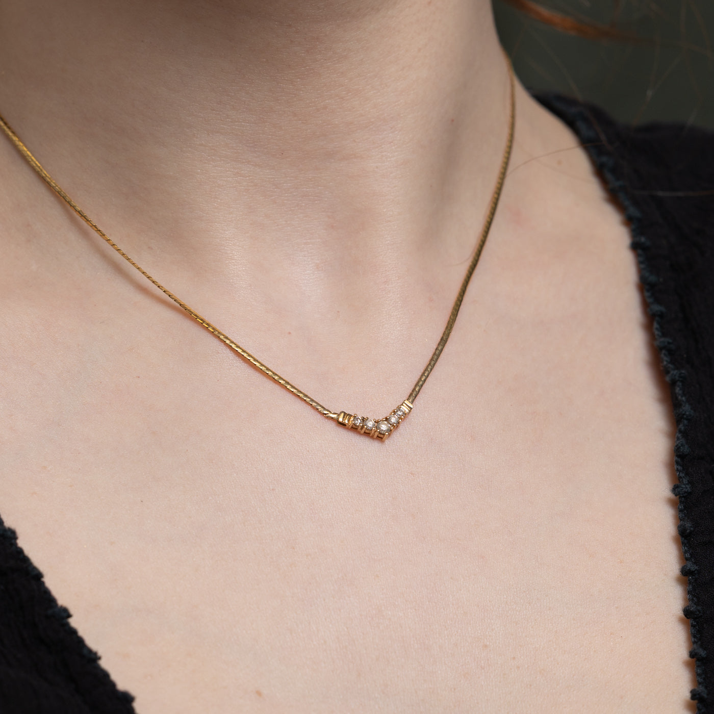 Diamond Chevron Necklace | 0.22ctw | 16"