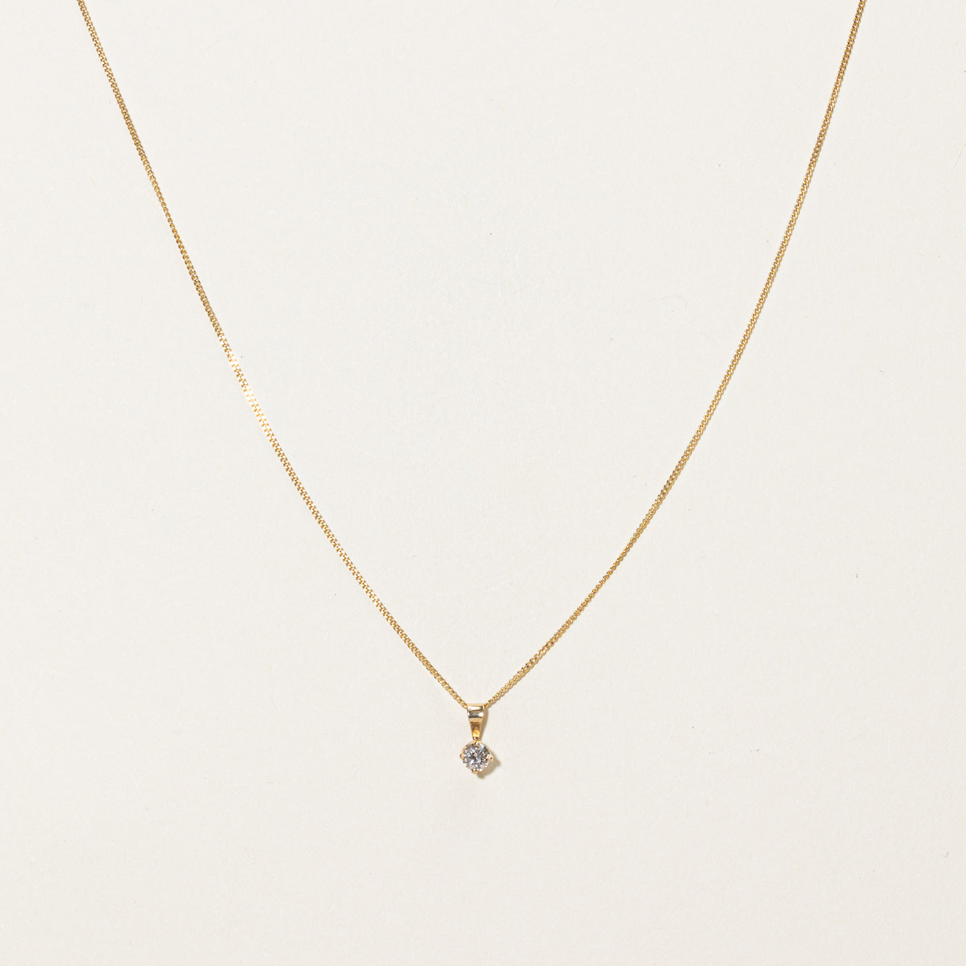 Collier pendentif solitaire en diamant | 0,15 ct | 40,6 cm