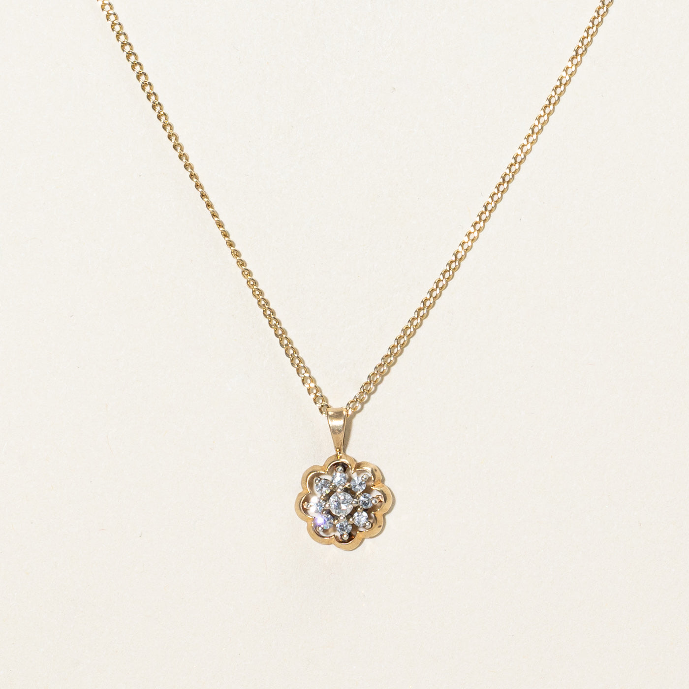 Diamond Petal Pendant Necklace | 0.25ctw | 24"