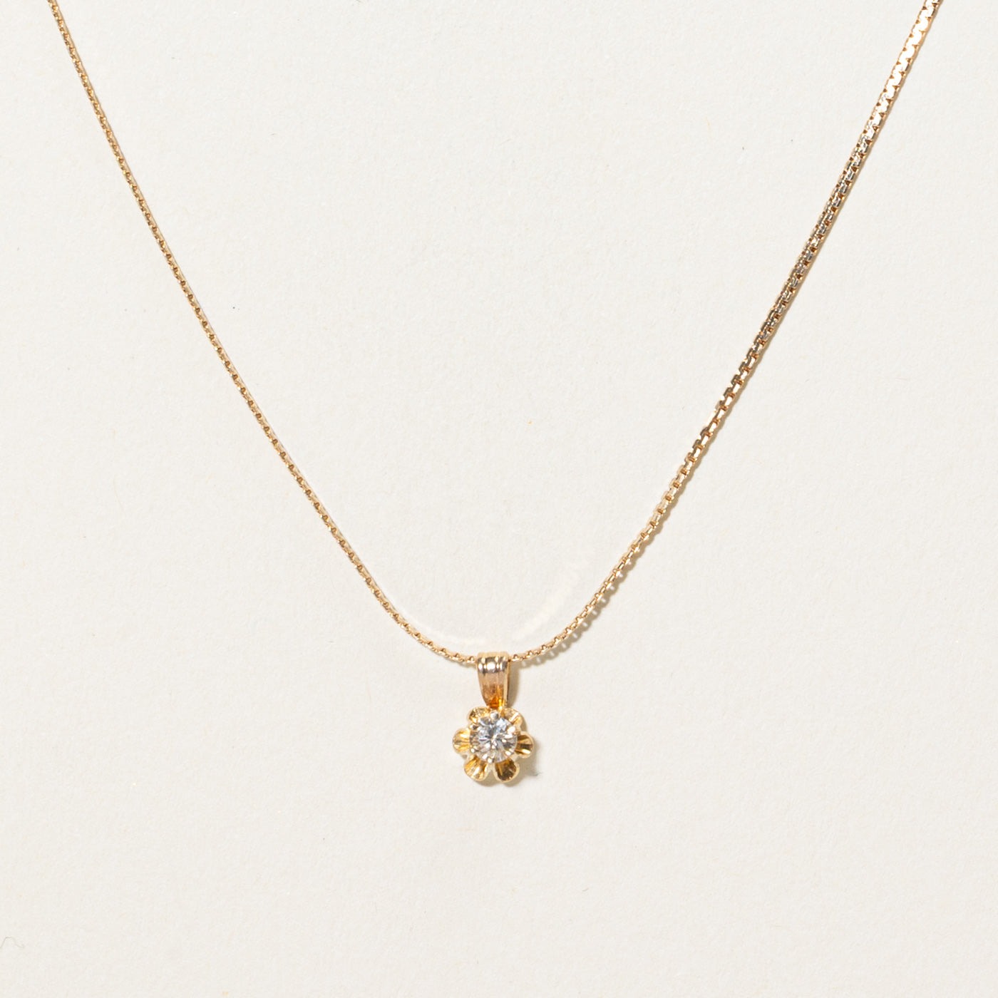 Belcher Set Diamond Pendant Necklace | 0.14ct | 18"