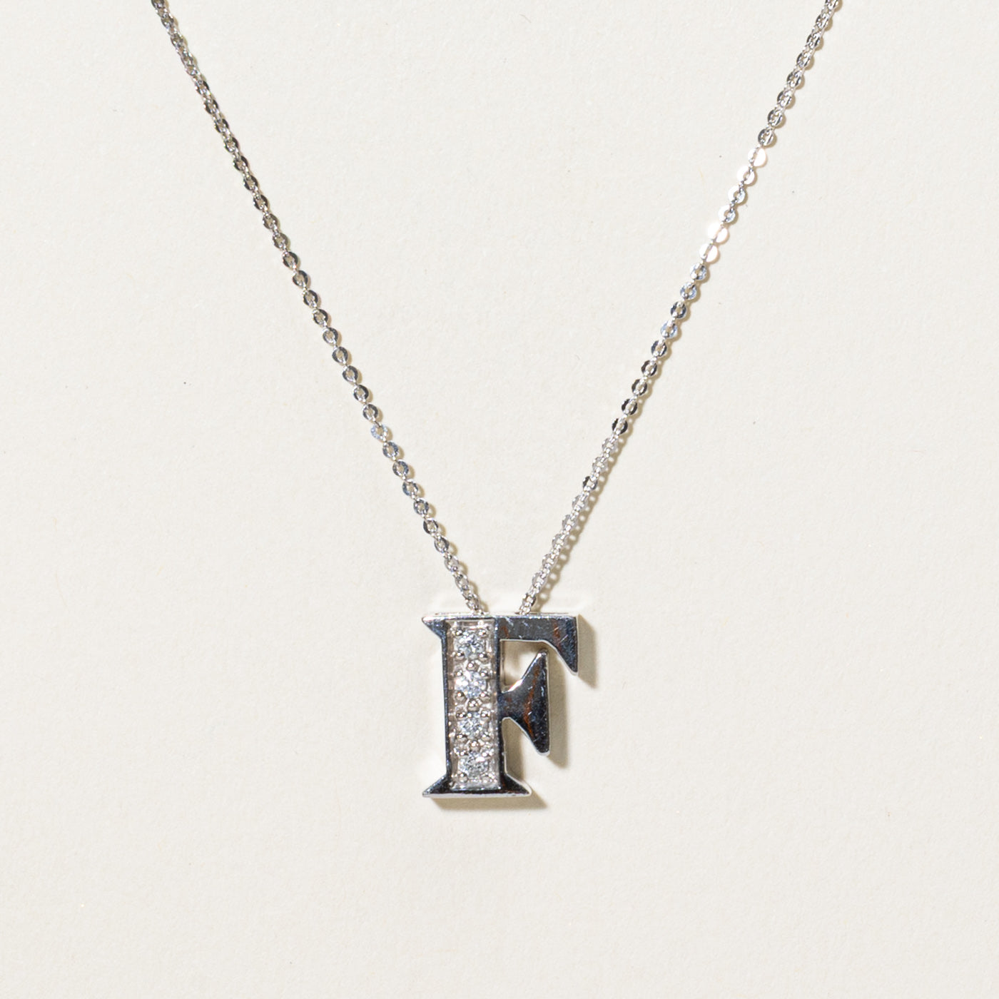 Diamond 'F' Initial Pendant Necklace | 0.10ctw | 16"
