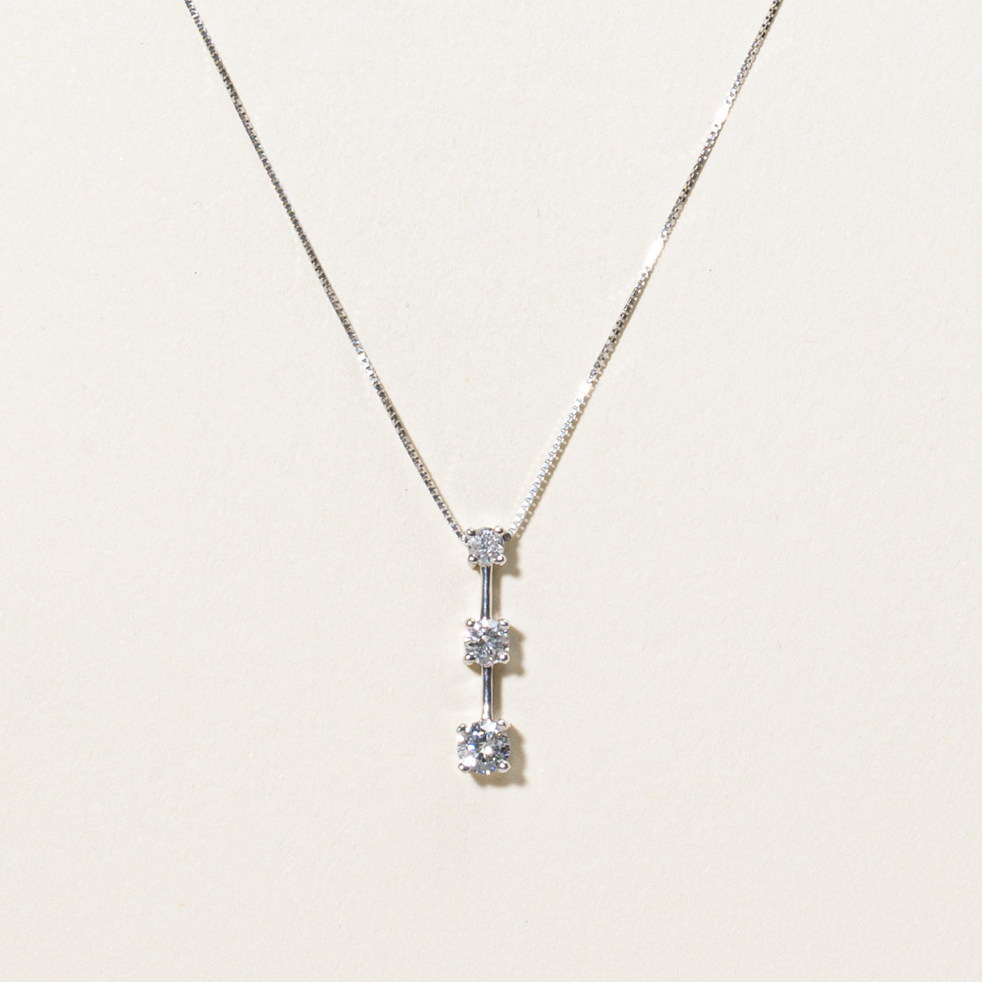 Three Stone Diamond Column Pendant Necklace | 0.47ctw | 18"