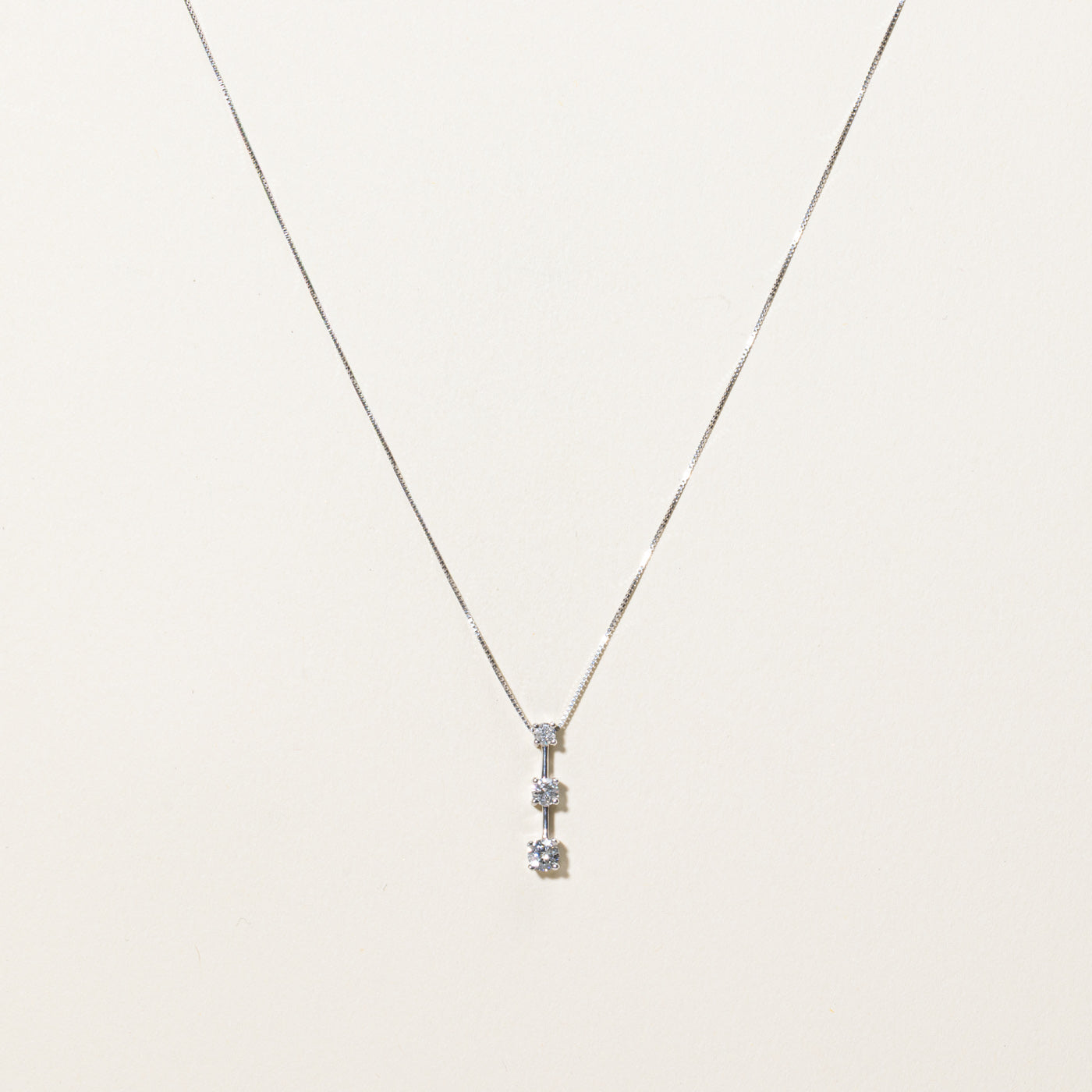 Three Stone Diamond Column Pendant Necklace | 0.47ctw | 18"