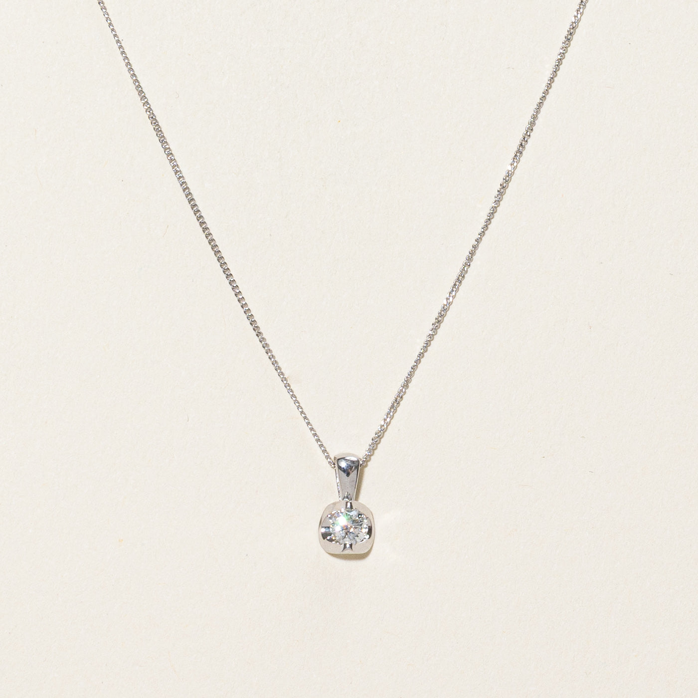 Solitaire Diamond Pendant Necklace | 0.17ct | 18"