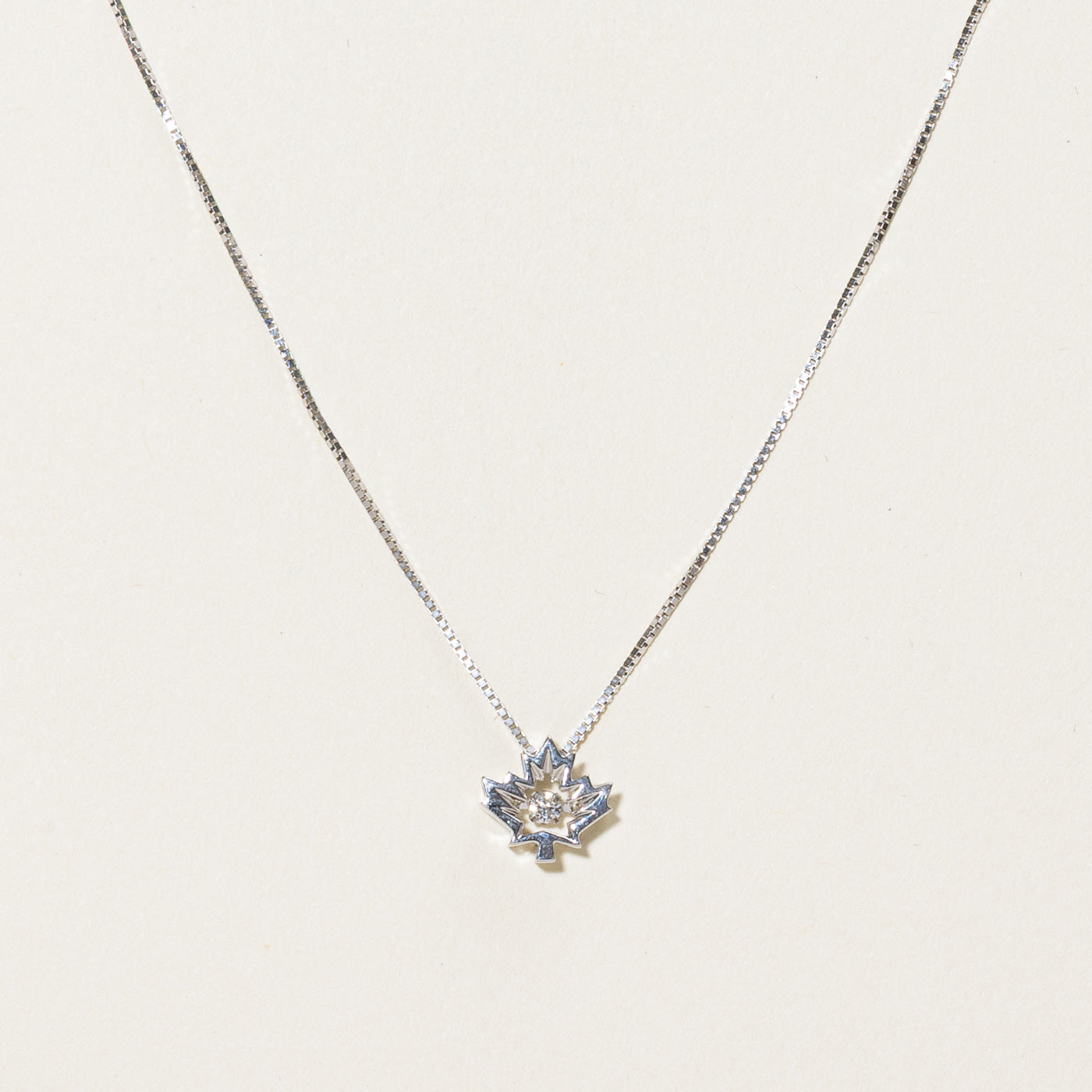 Diamond Maple Leaf Pendant Necklace | 0.05ct | 18"