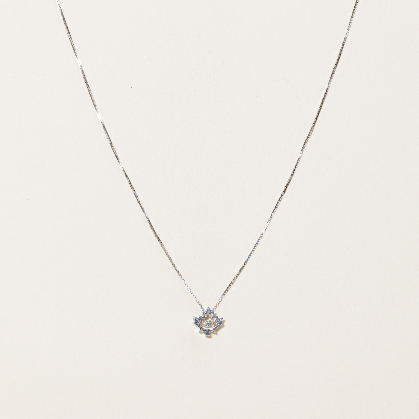 Diamond Maple Leaf Pendant Necklace | 0.05ct | 18"
