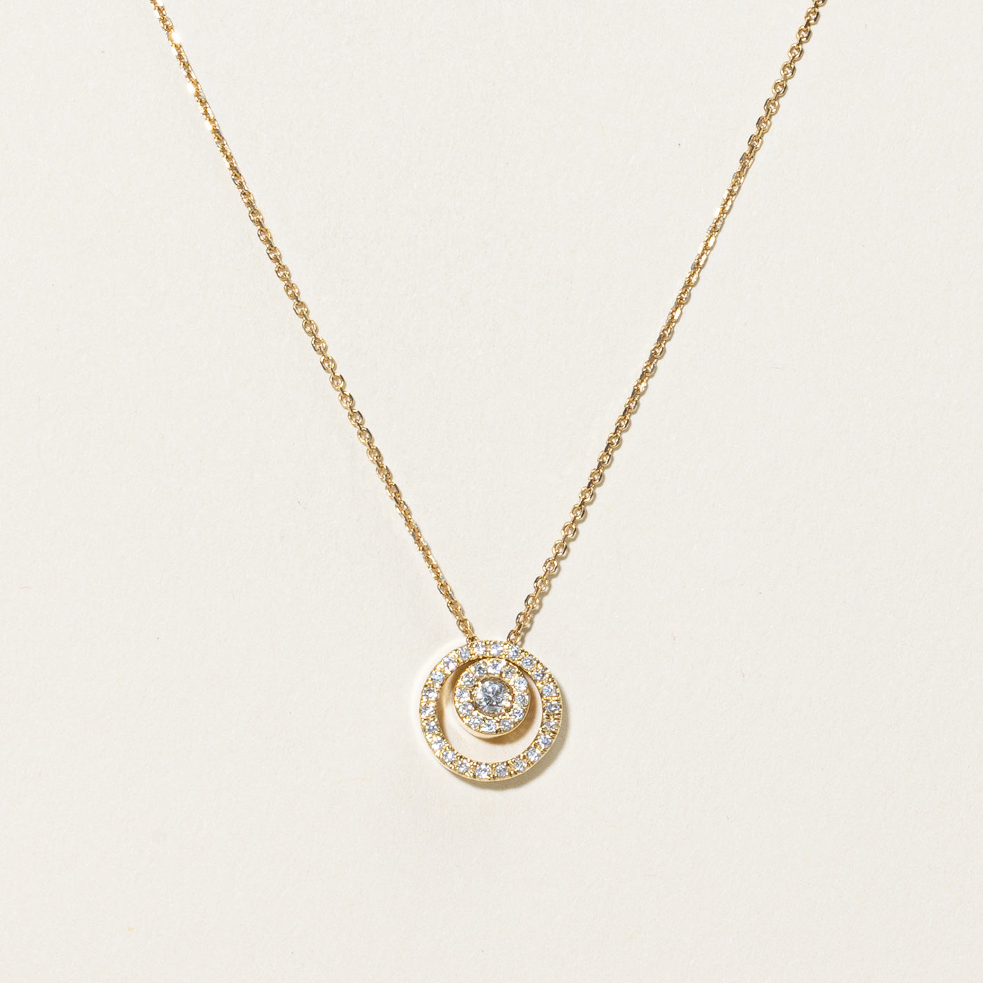 Diamond Double Halo Pendant Necklace | 0.25ctw | 16"