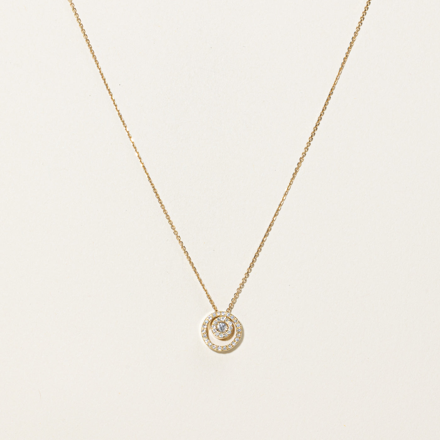 Diamond Double Halo Pendant Necklace | 0.25ctw | 16"