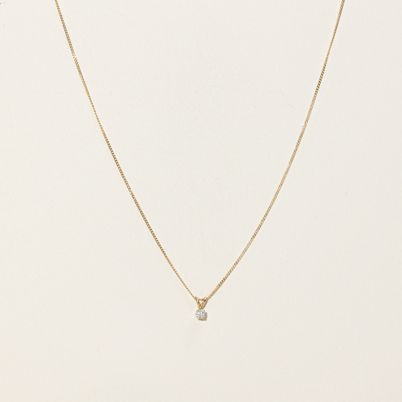 Collier pendentif solitaire en diamant | 0,11 ct | 45,7 cm