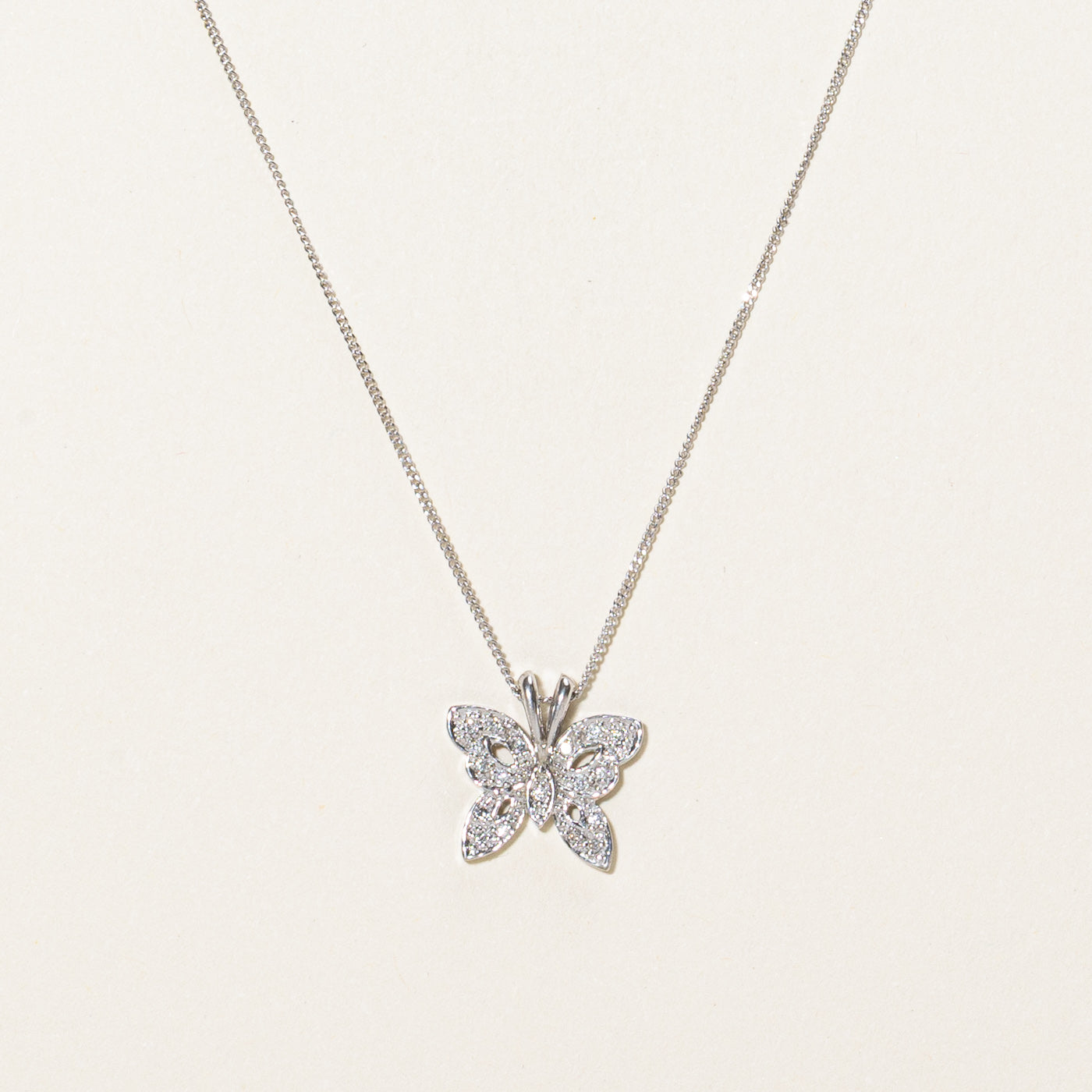 Diamond Butterfly Pendant Necklace | 0.10ctw | 18"