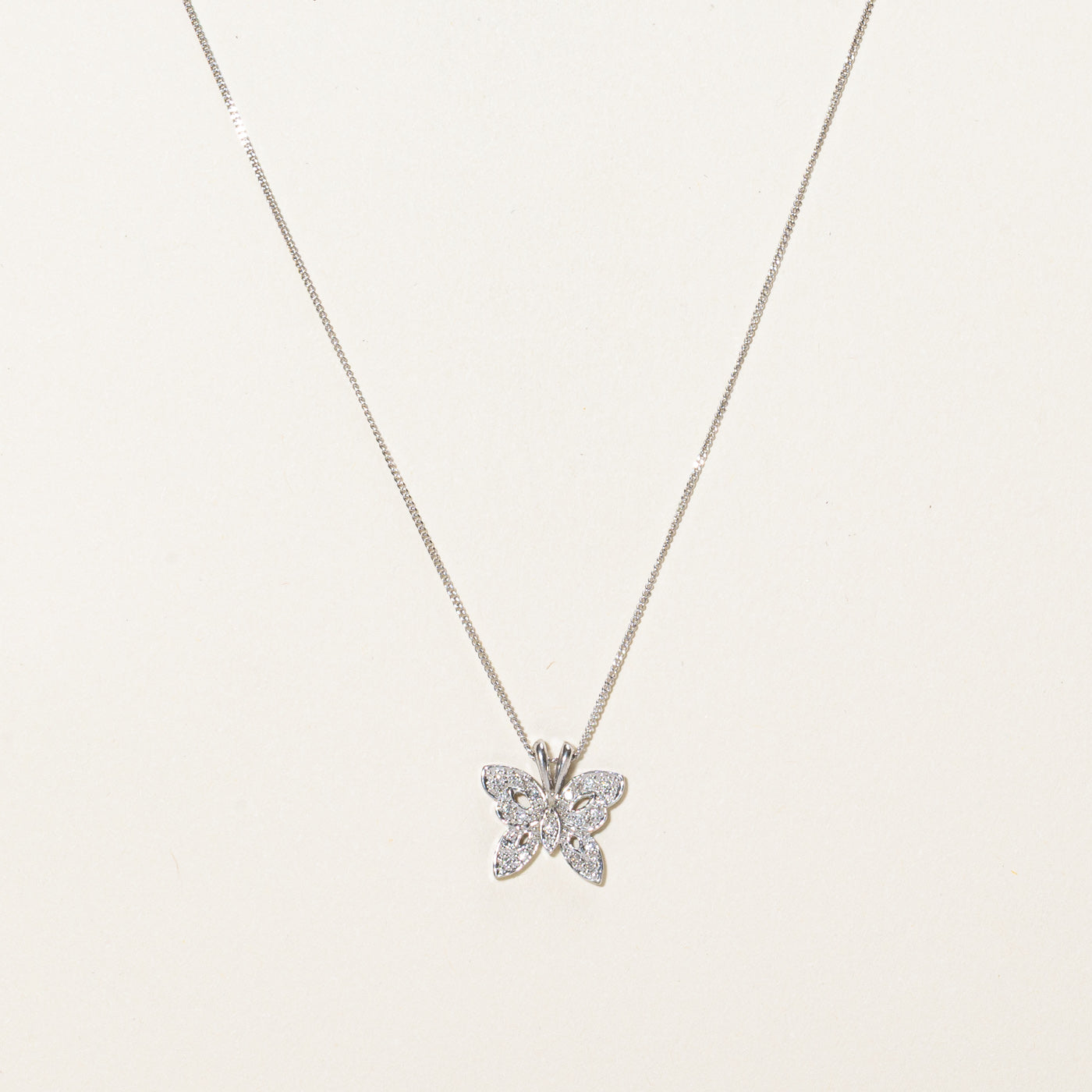 Diamond Butterfly Pendant Necklace | 0.10ctw | 18"