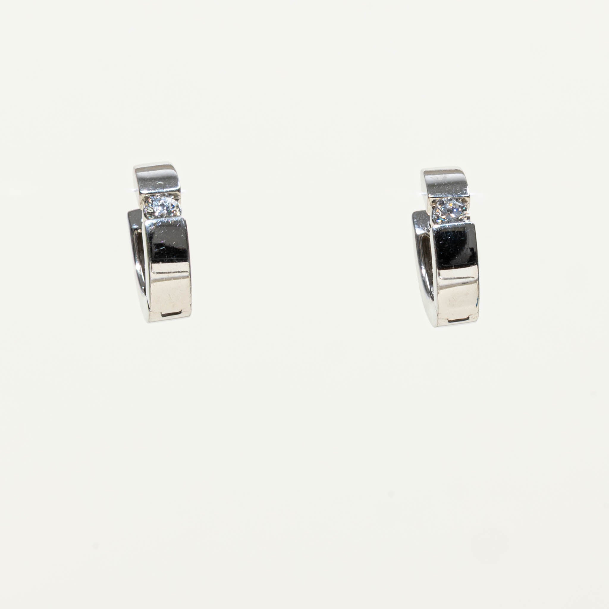 14k Tension Set Diamond Huggie Earrings | 0.22ctw
