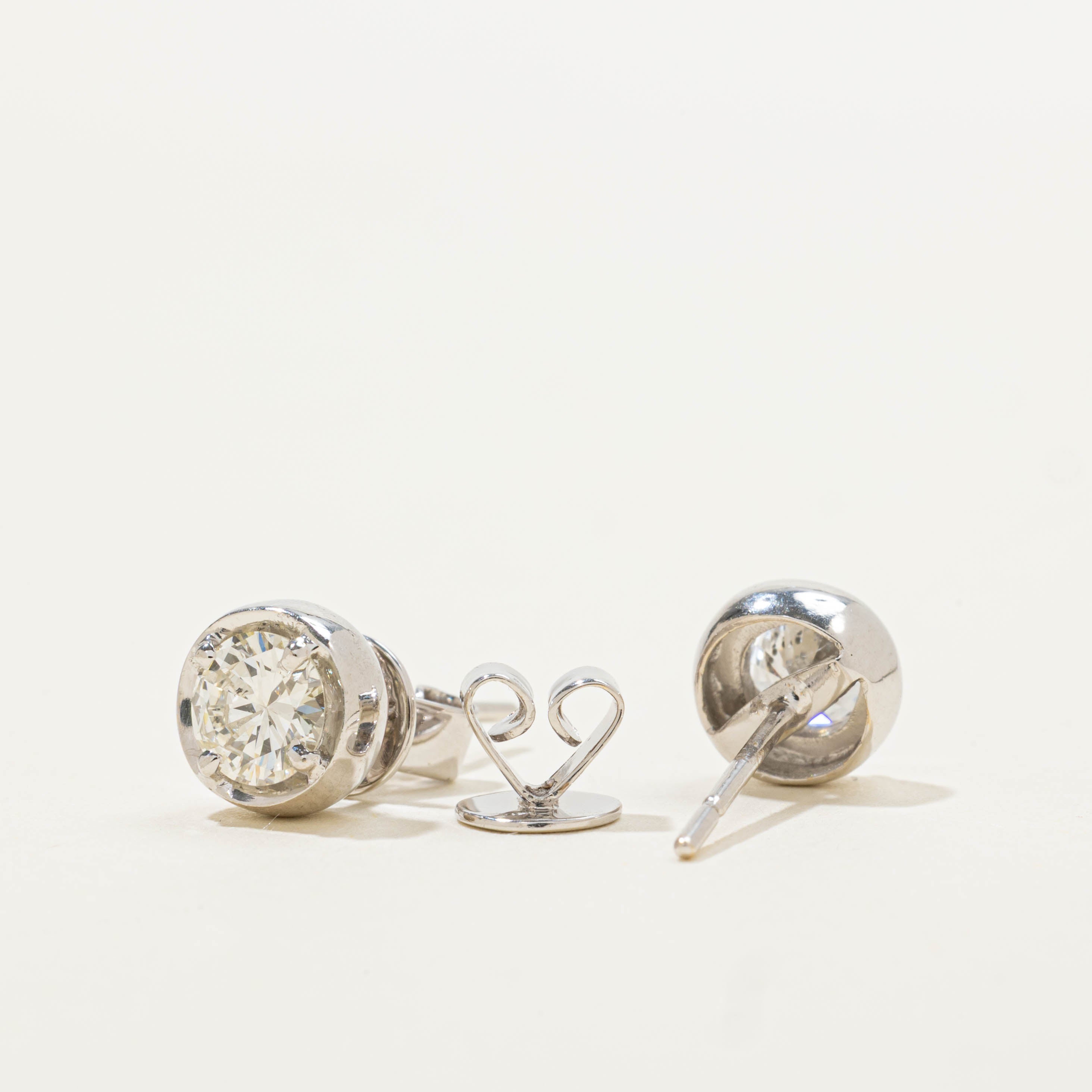 18k Bezel Set Diamond Studs | 0.96ctw SI1/SI2 I/J