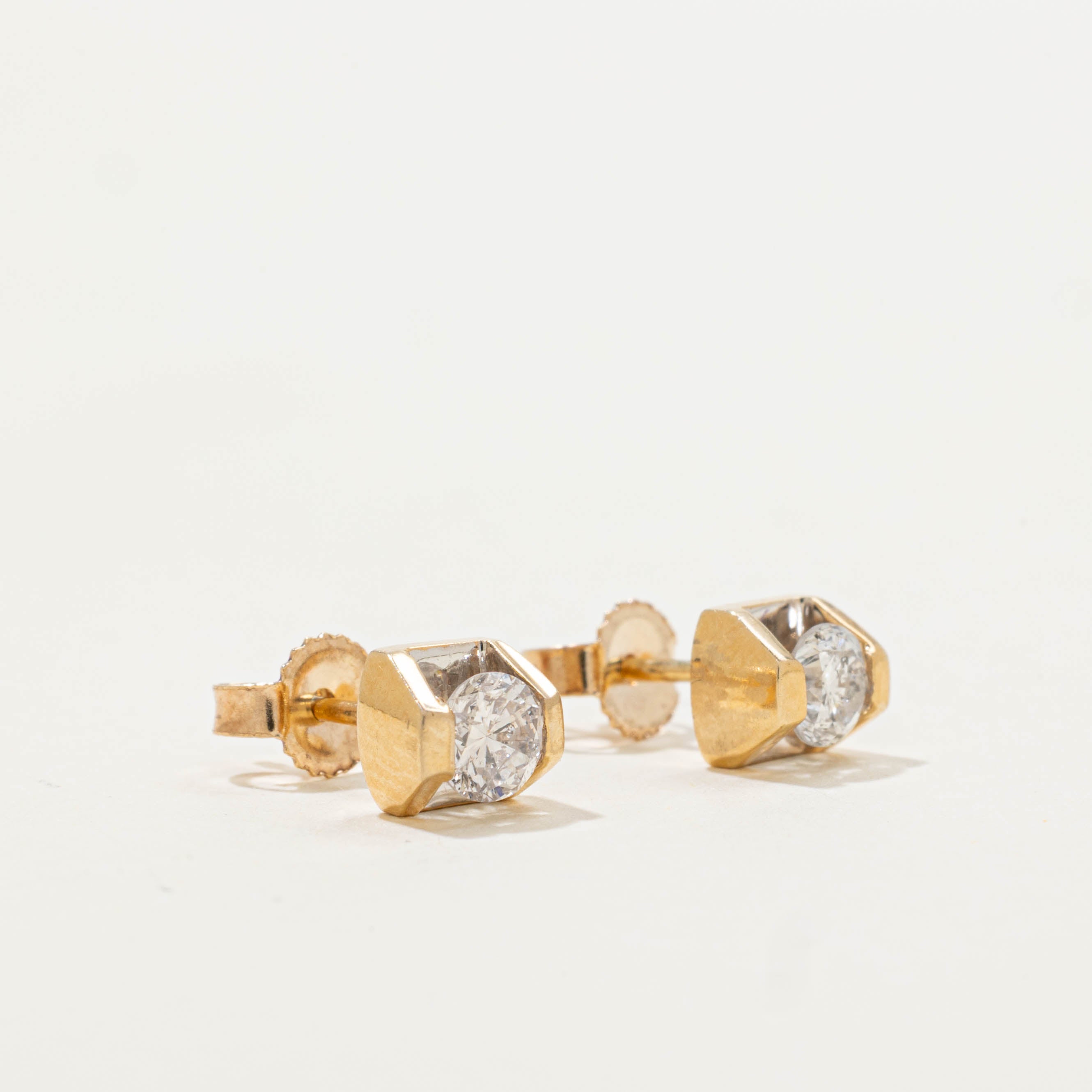 10k Tension Set Diamond Hexagon Studs | 0.41ctw