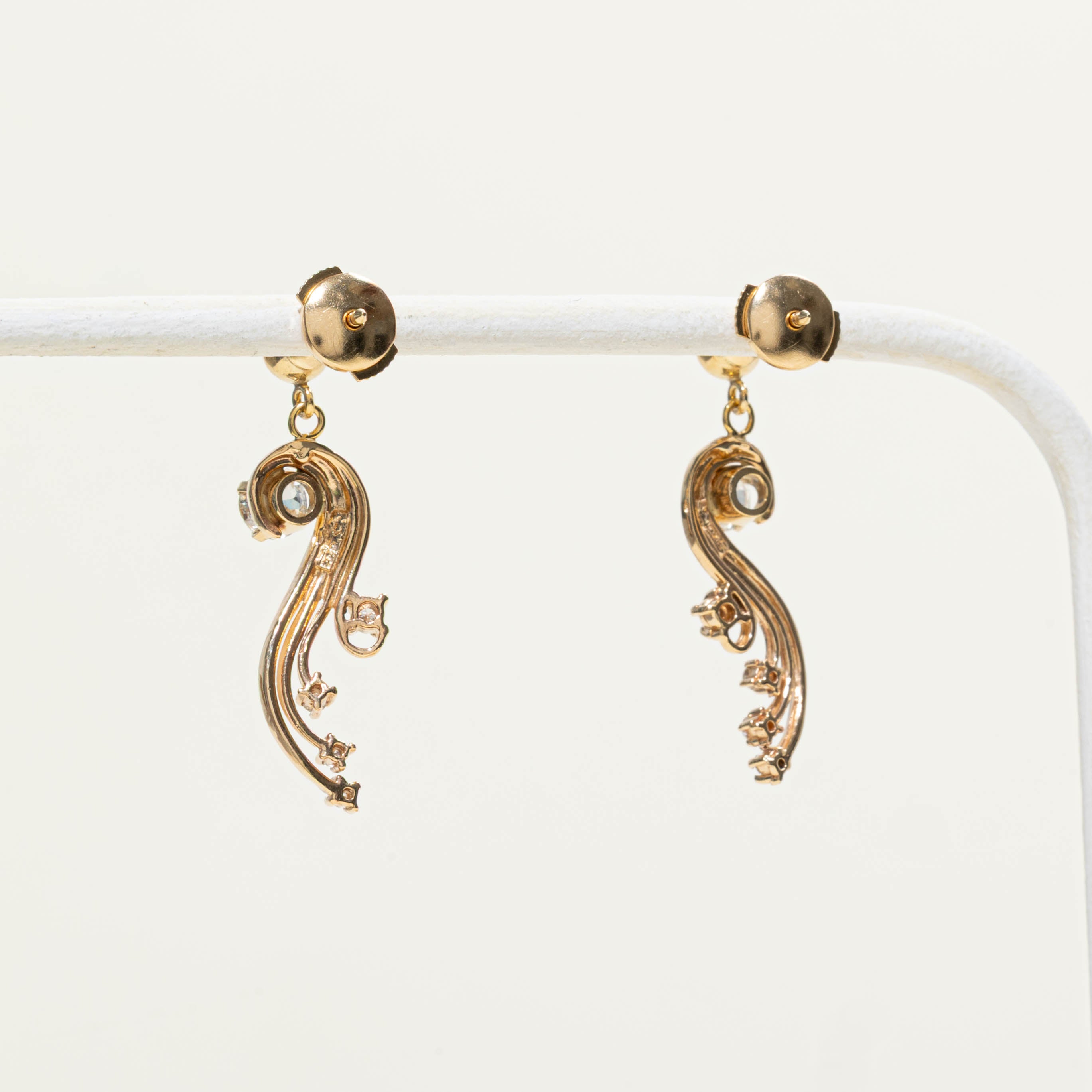 14k Diamond Waterfall Drop Earrings | 1.02 ctw SI2/I1 J/K, 0.16ctw