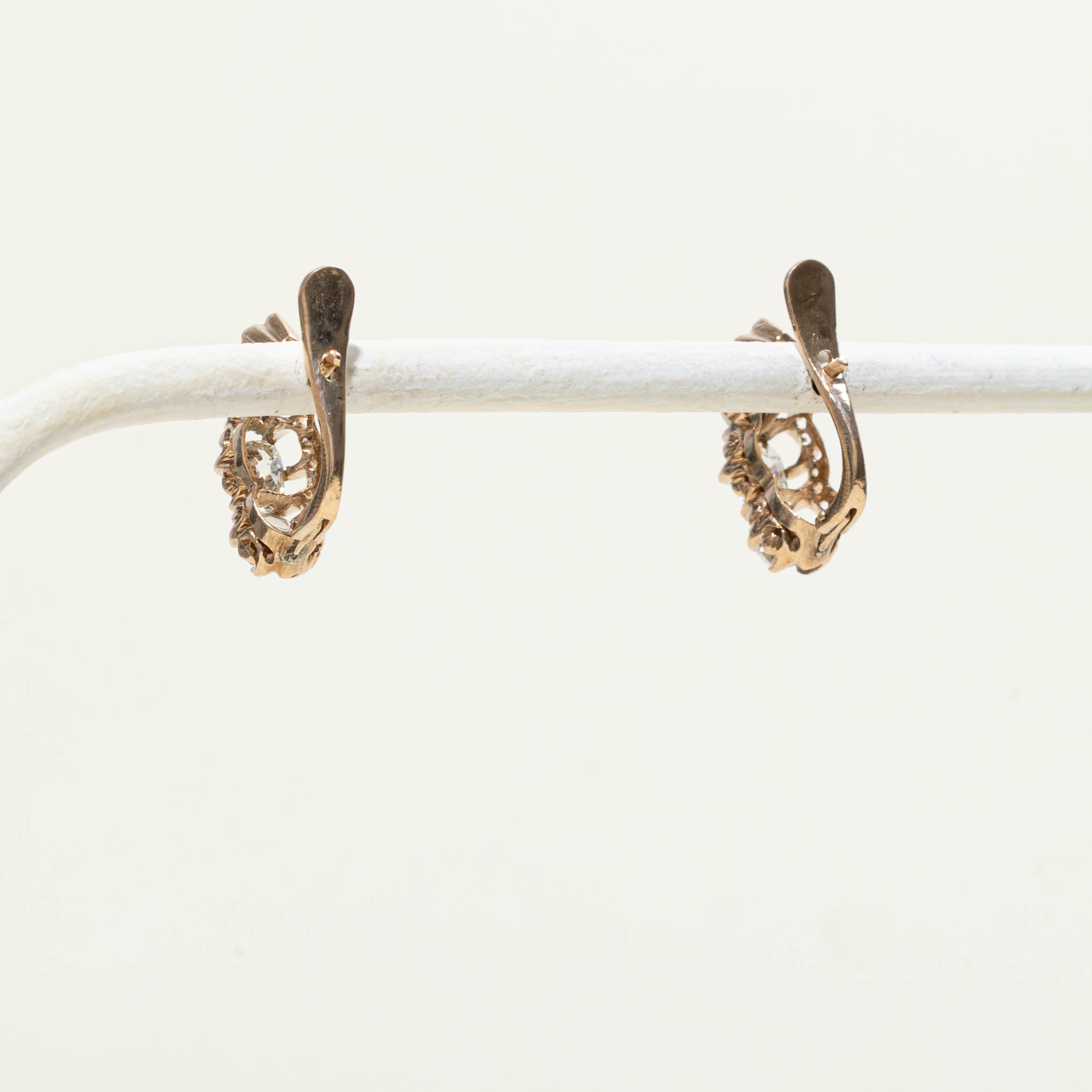 10k Old Mine Cut Diamond Huggie Earrings | 1.20ctw