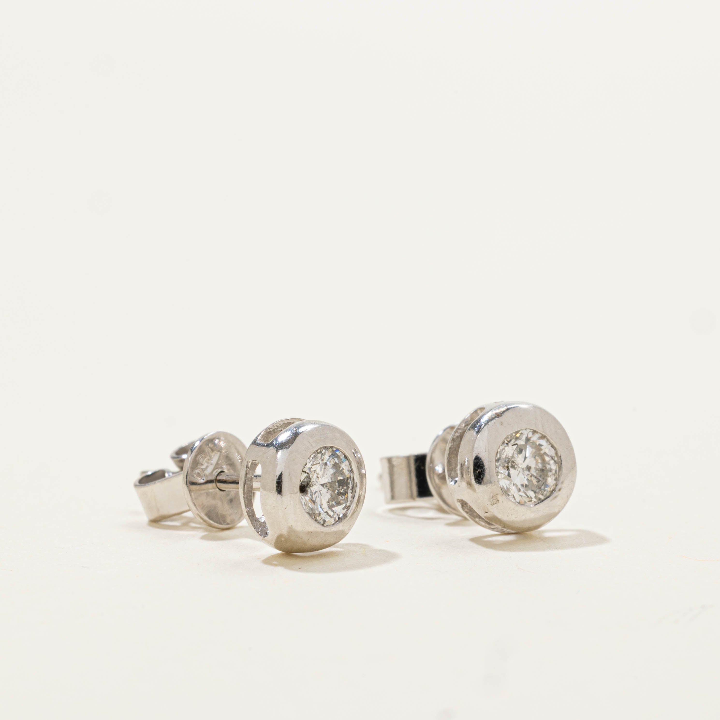 18k Bezel Set Diamond Studs | 0.50ctw