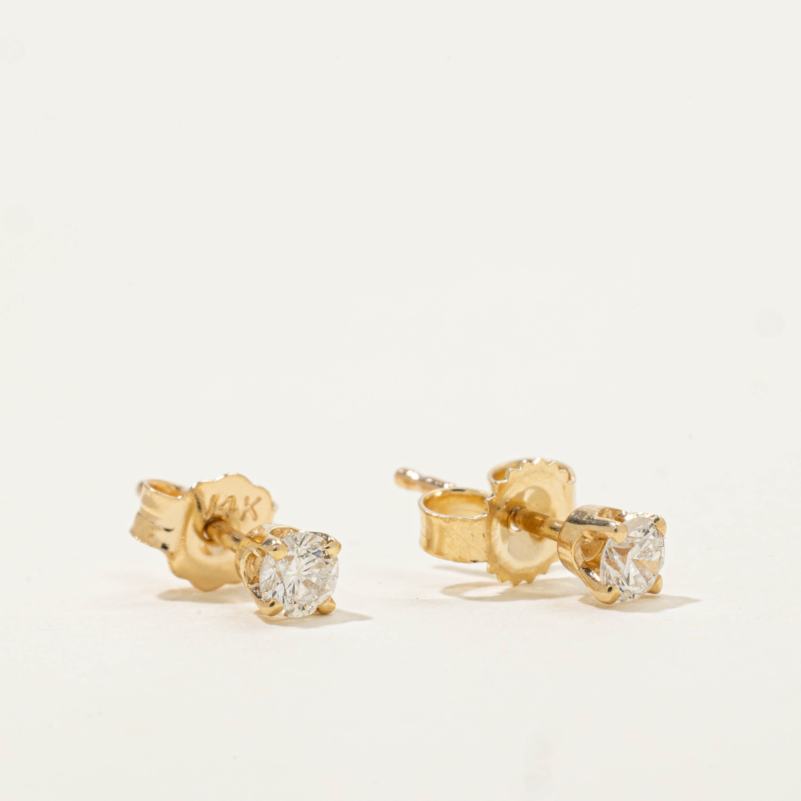 14k Solitaire Diamond Studs | 0.40ctw