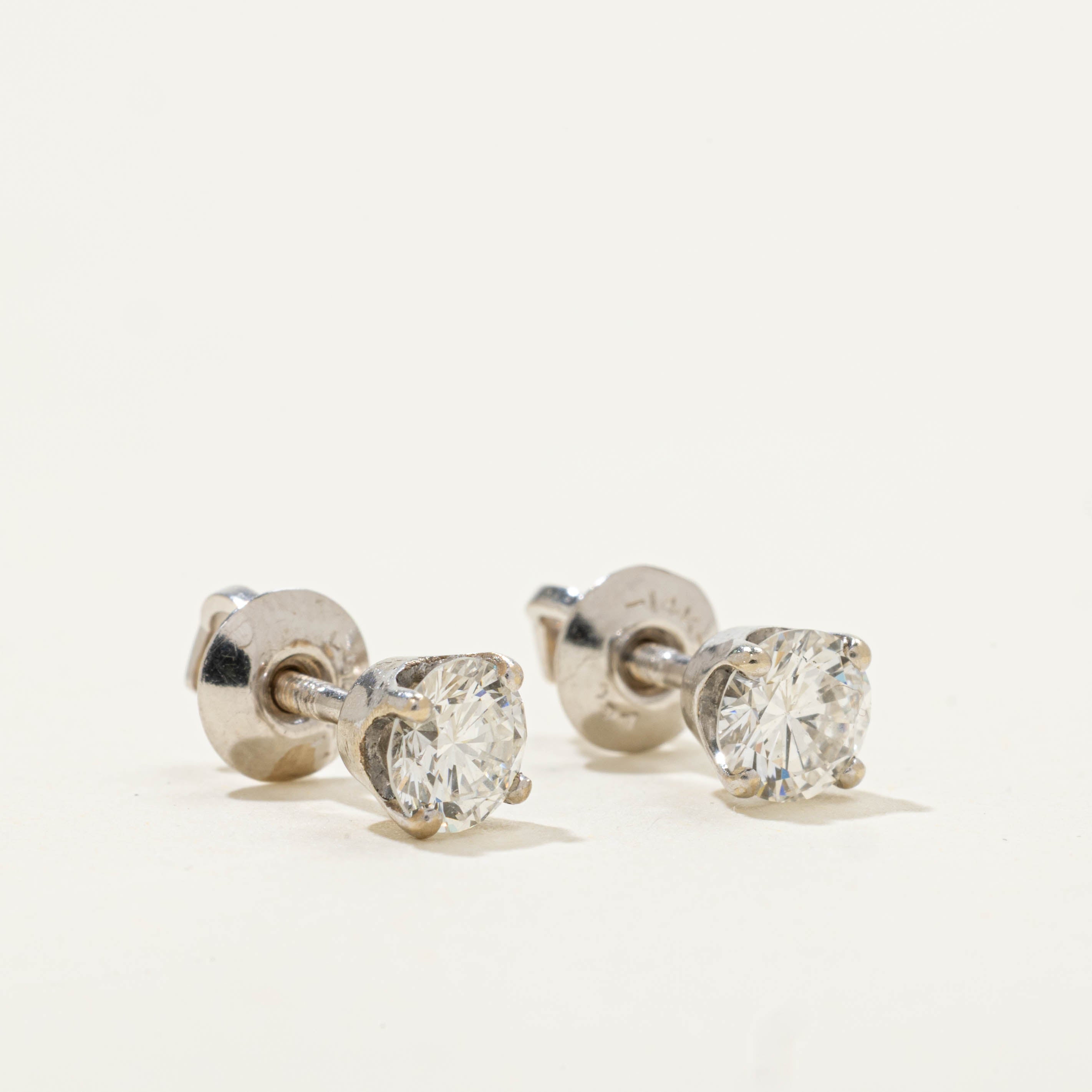 14k Solitaire Diamond Studs | 0.80ctw VS1/VS2 H/I