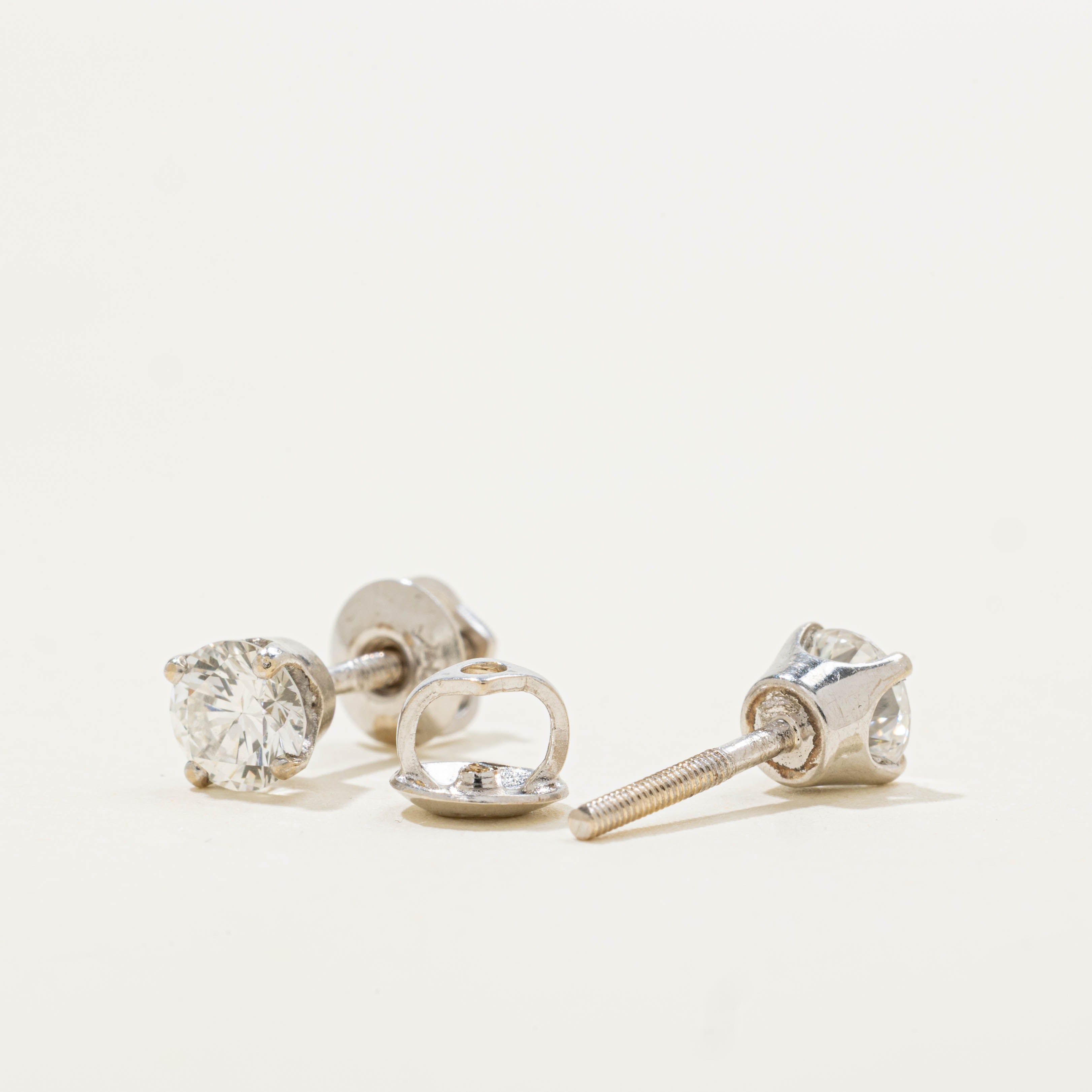 14k Solitaire Diamond Studs | 0.80ctw VS1/VS2 H/I
