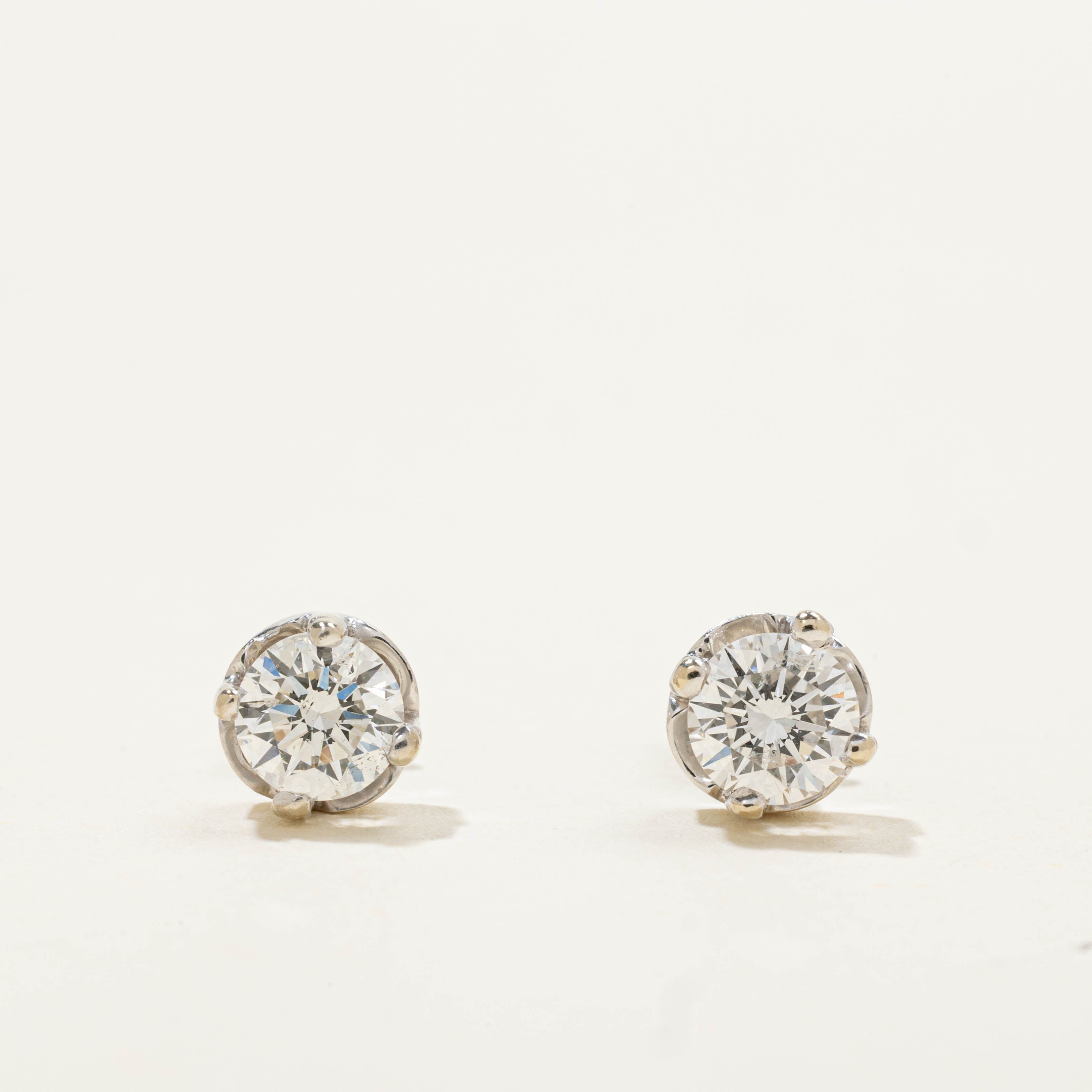 14k Solitaire Diamond Studs | 0.84ctw I1/I2 G/H