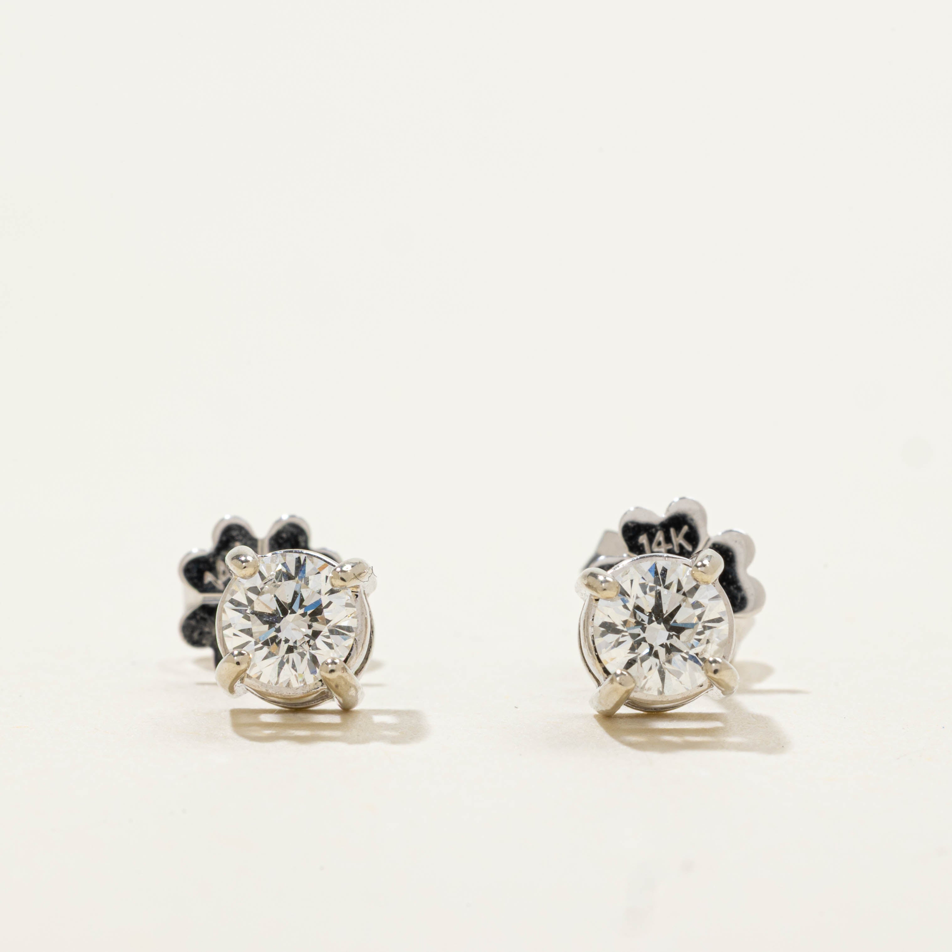 Canadian Diamond Leaf Backed Studs | 0.60ctw SI2 F