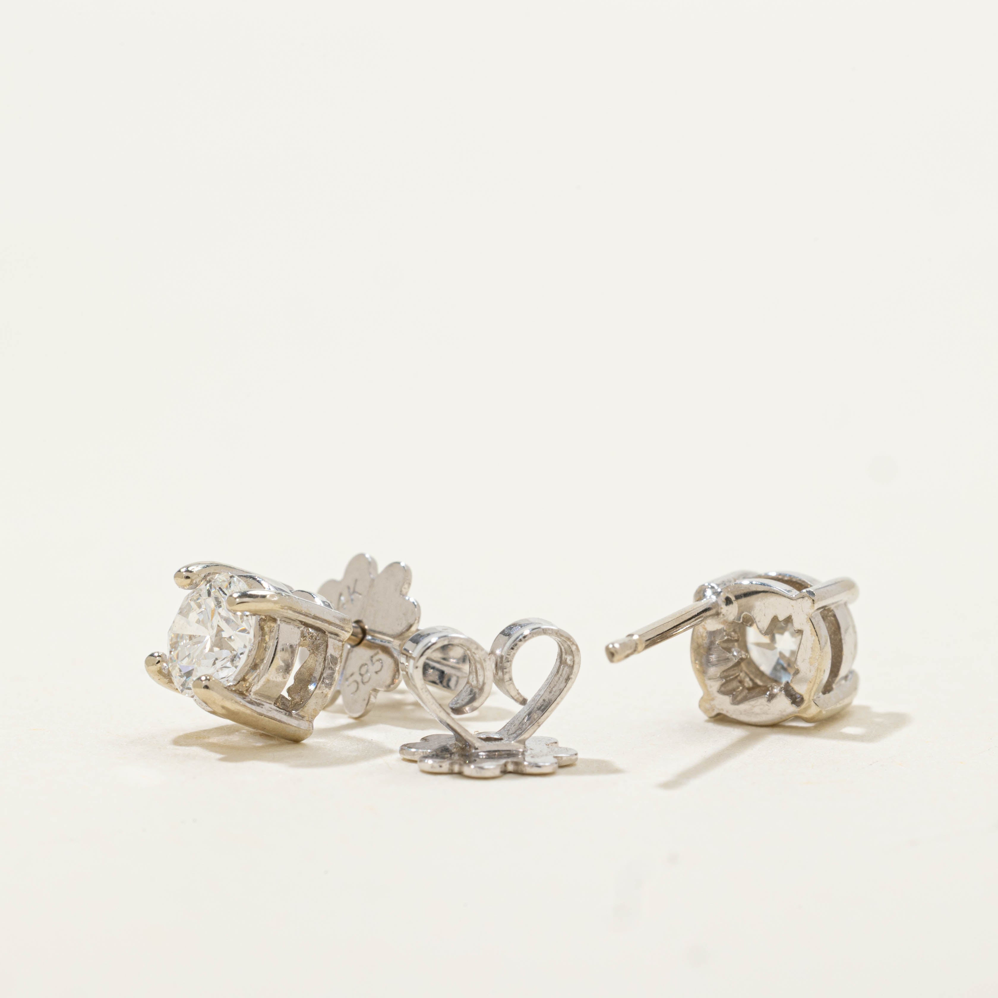 Canadian Diamond Leaf Backed Studs | 0.60ctw SI2 F