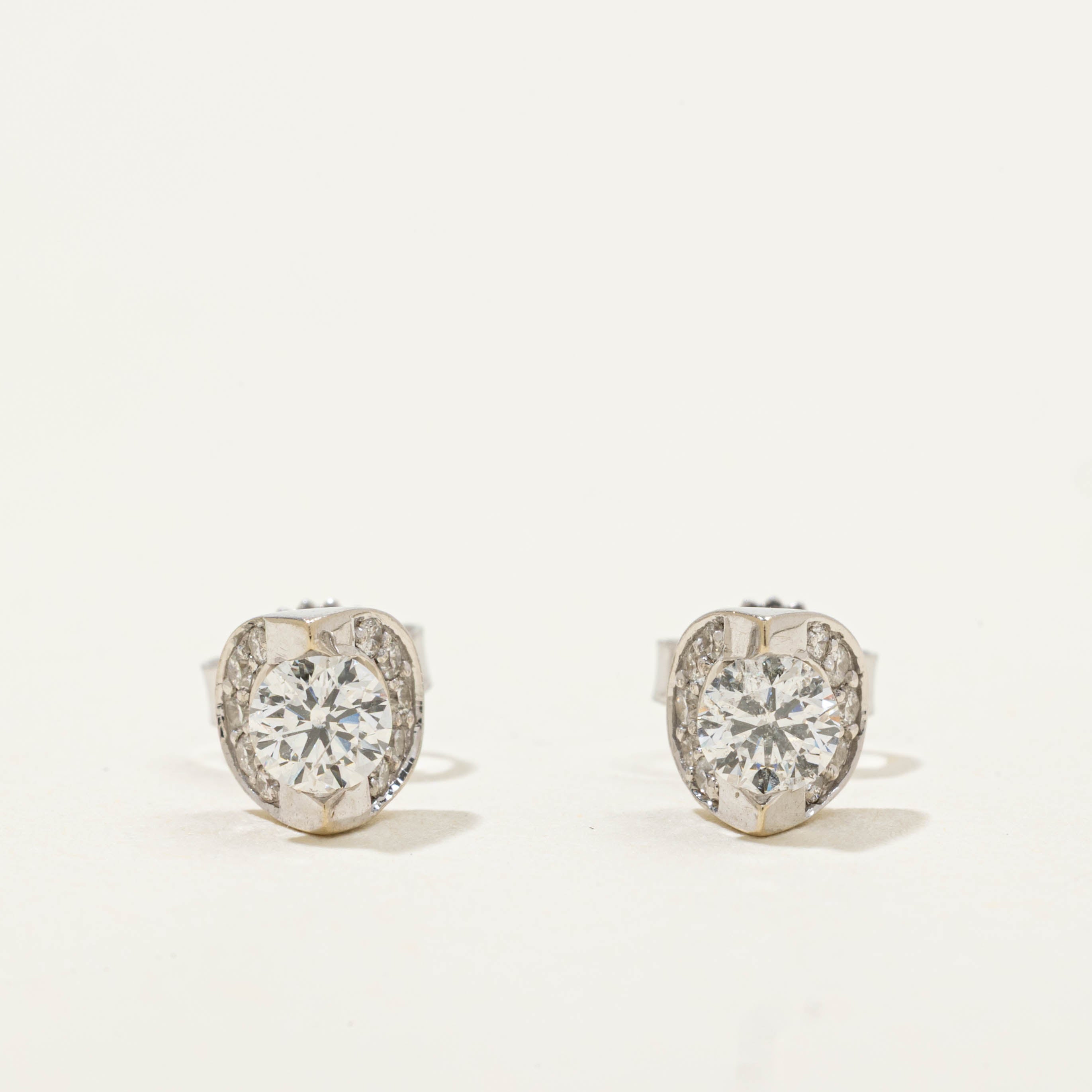 14k Tension Set Diamond Halo Studs | 0.50ctw