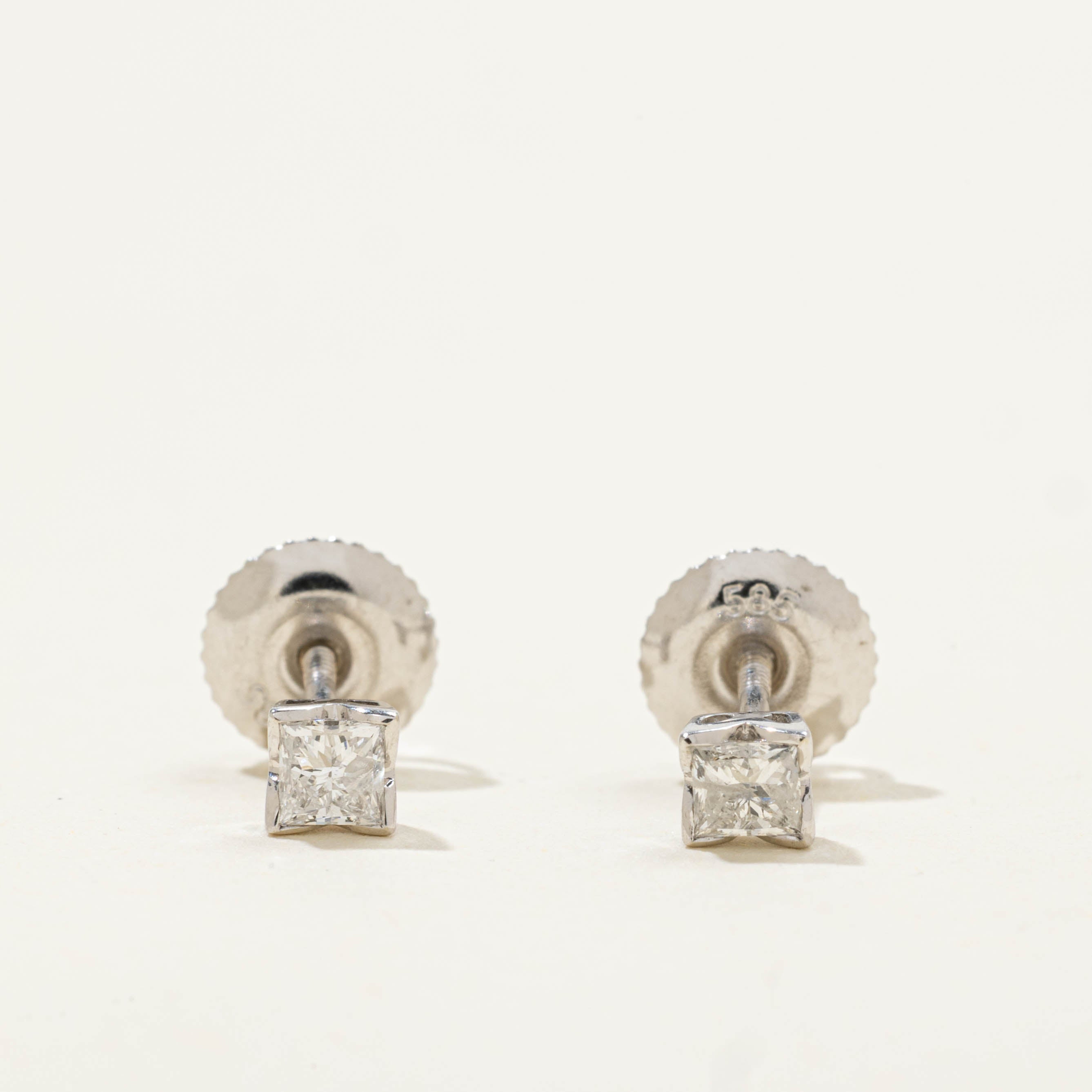 14k Princess Cut Diamond Studs | 0.38ctw