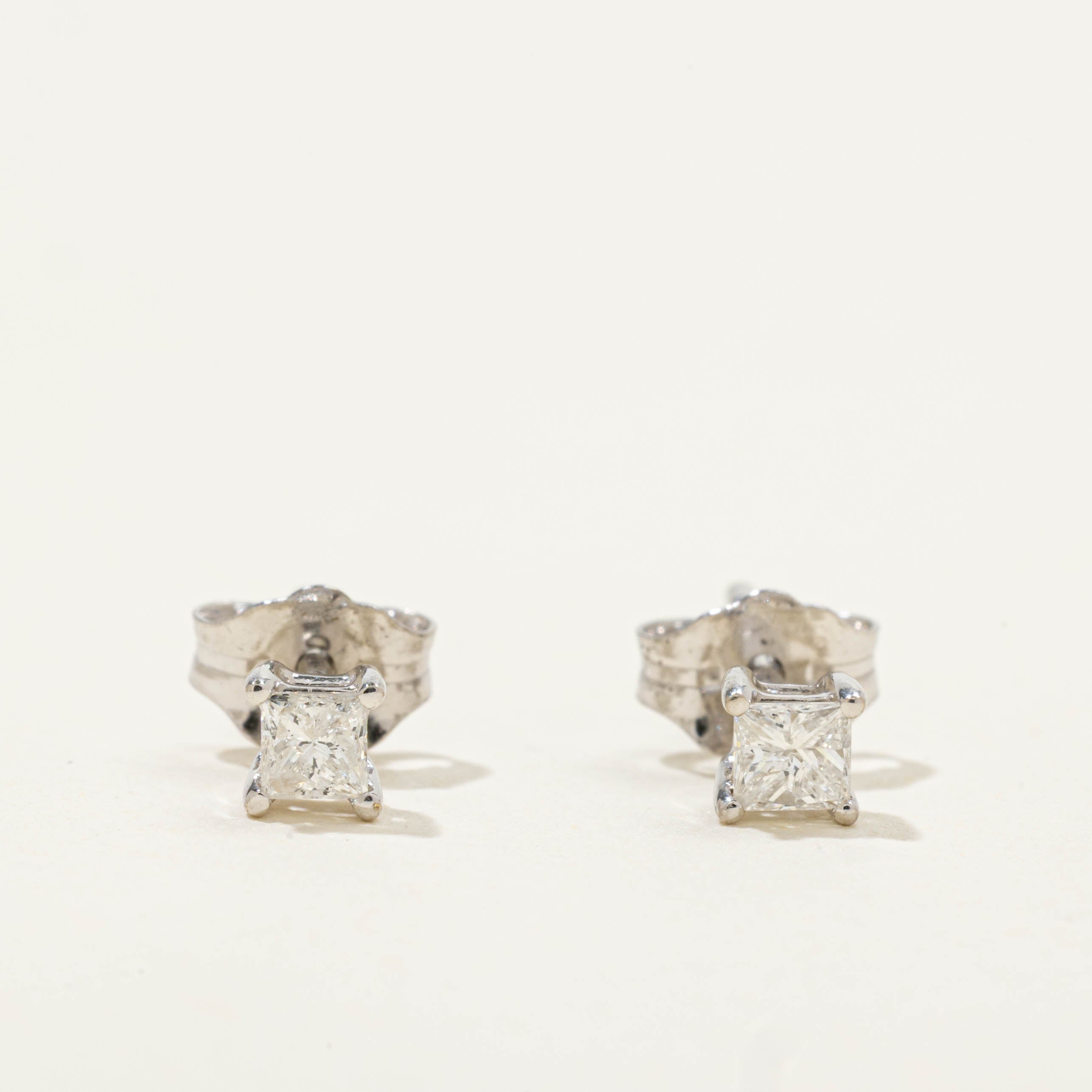 10k Princess Cut Diamond Studs | 0.38ctw