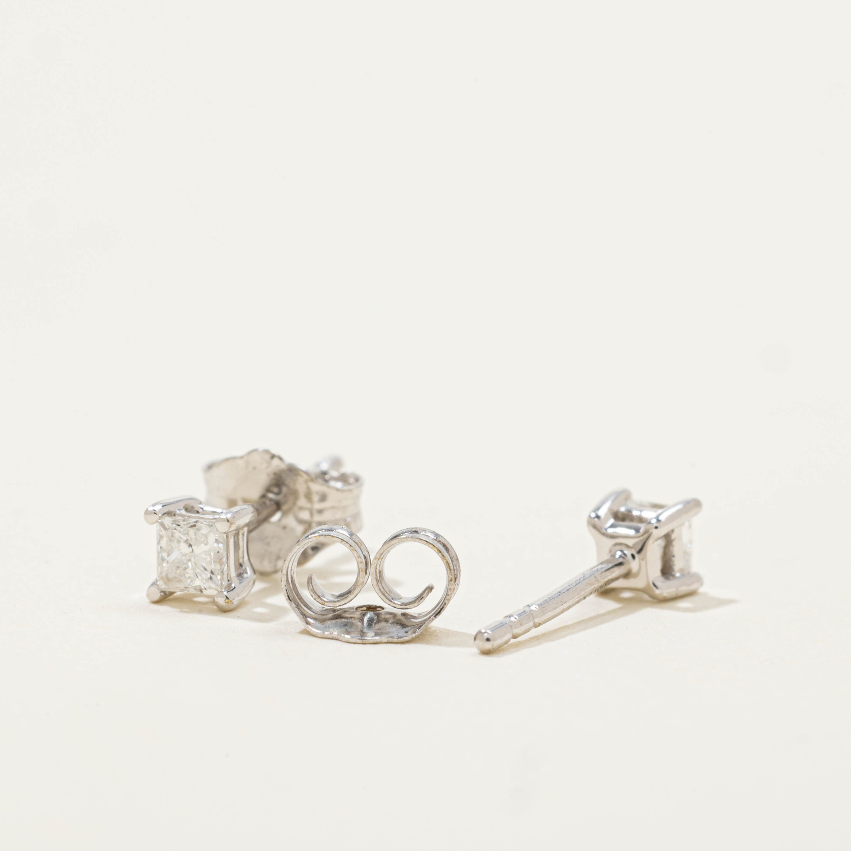 10k Princess Cut Diamond Studs | 0.38ctw