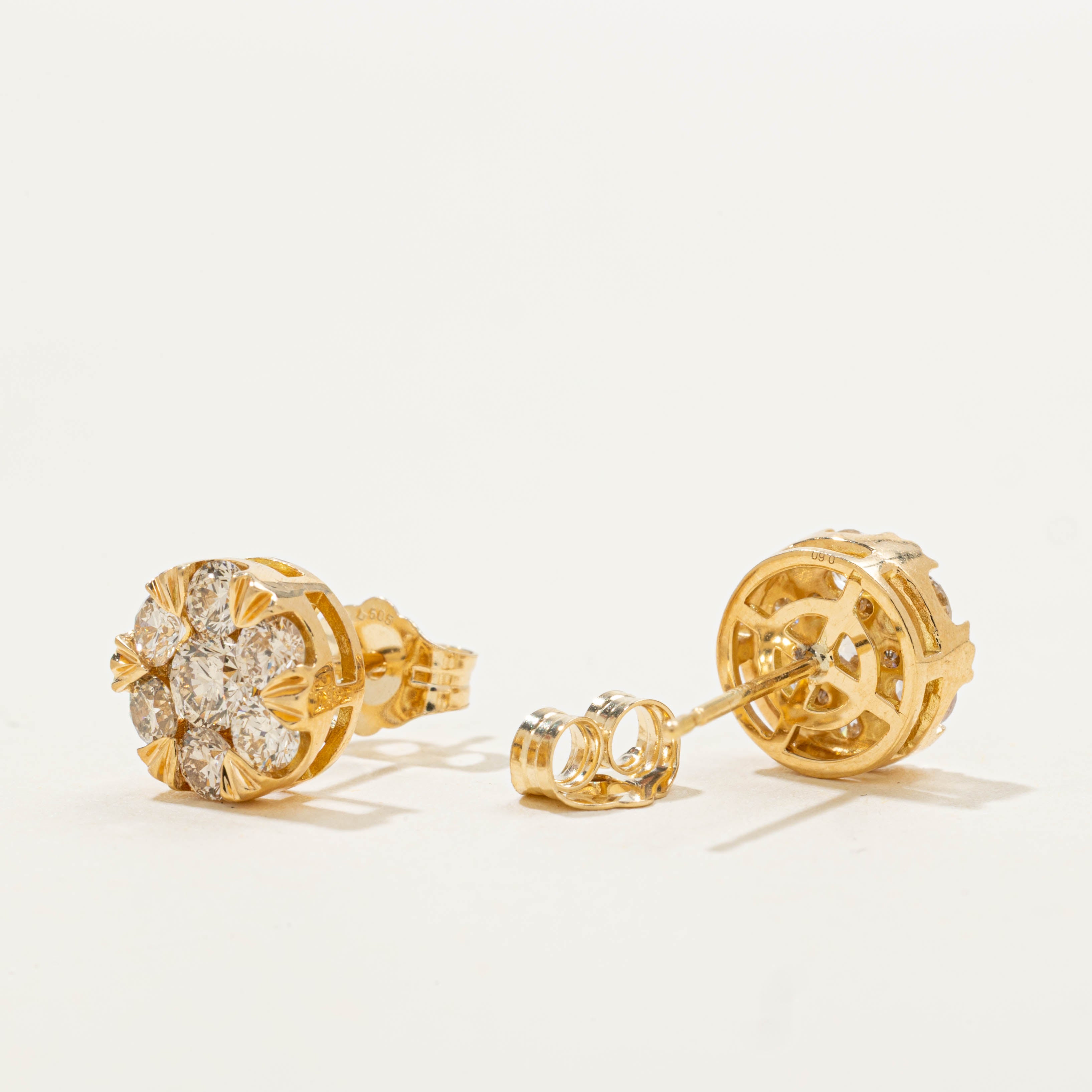 18k Diamond Daisy Cluster Studs | 1.20ctw
