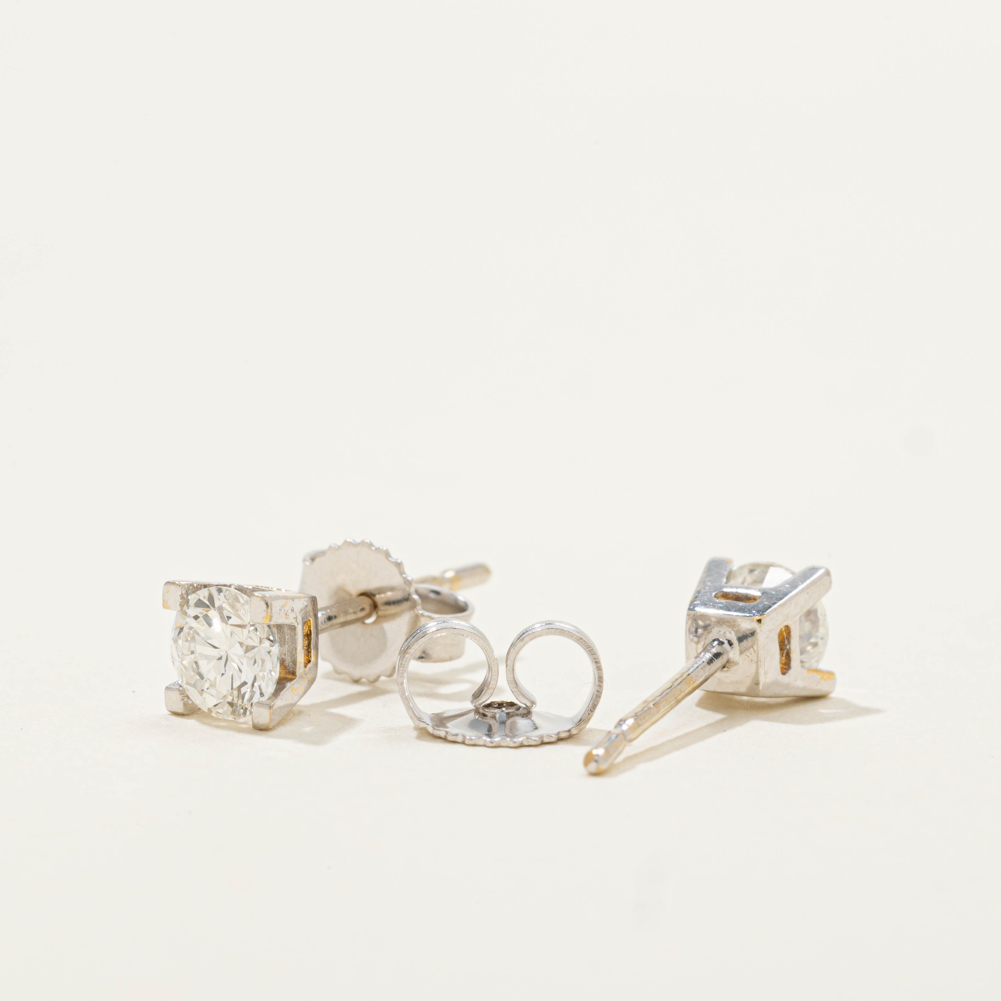14k Solitaire Diamond Studs | 0.60ctw SI1/SI2 J