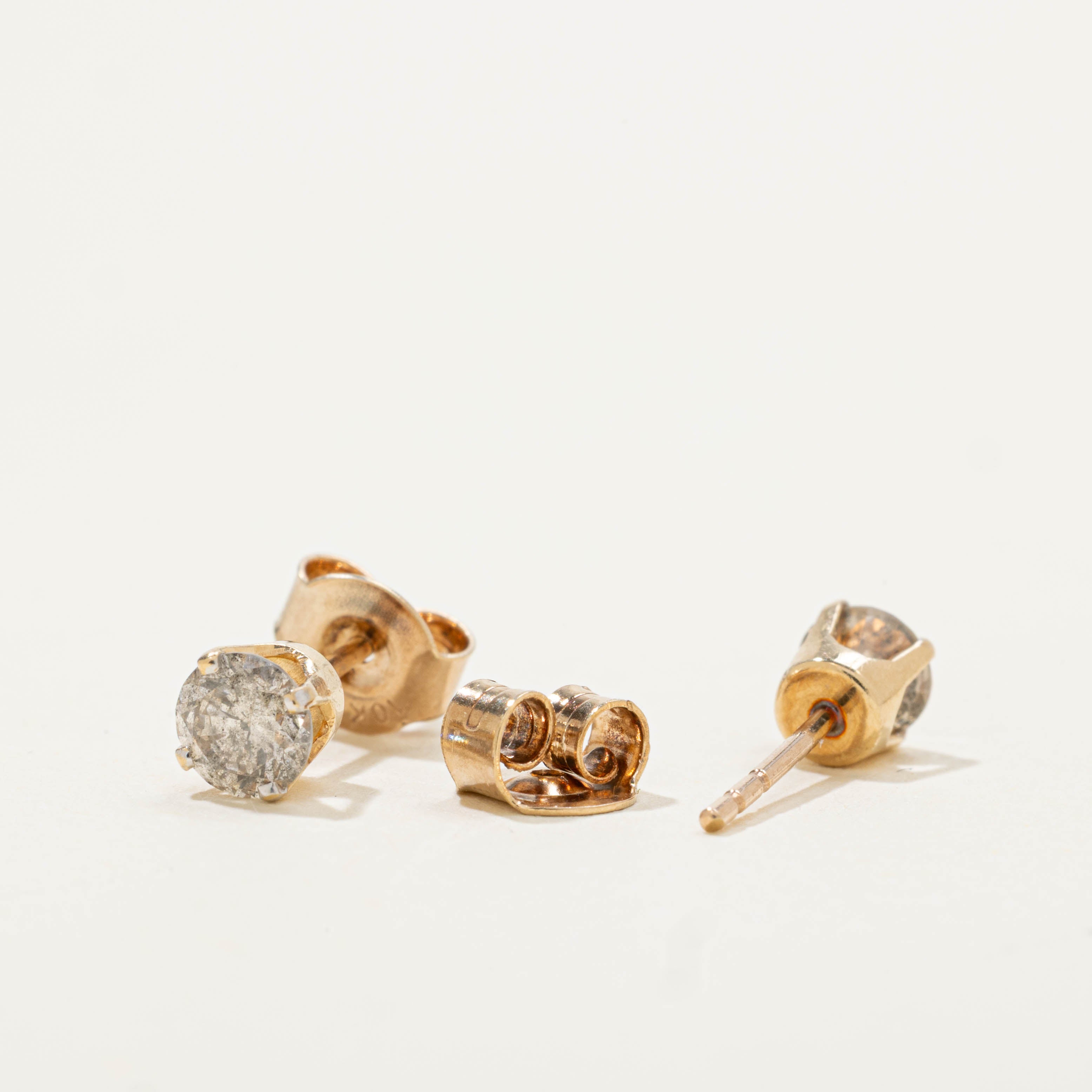 10k Solitaire Diamond Studs | 0.59ctw I2 K