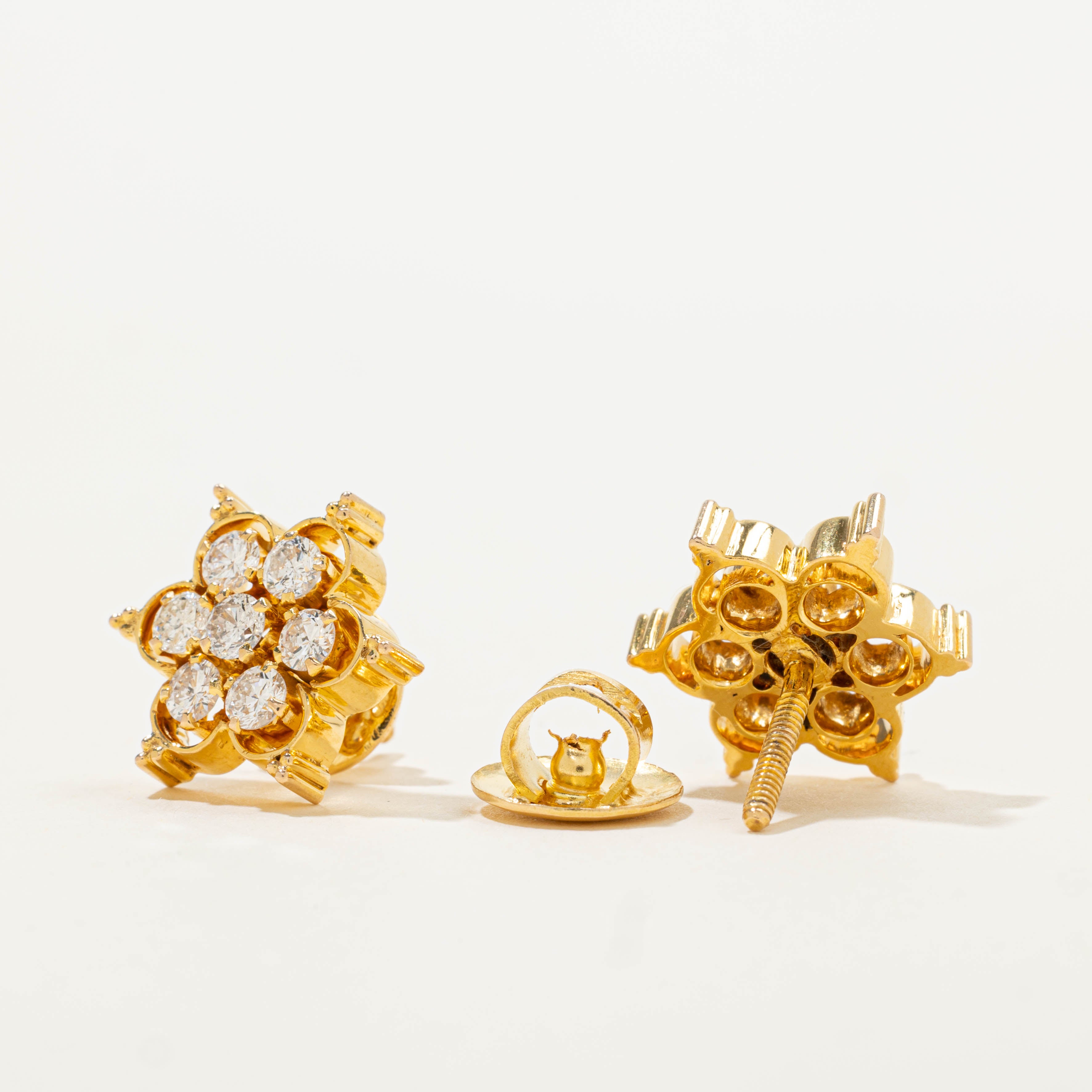 18k Diamond Daisy Cluster Earrings | 1.68ctw