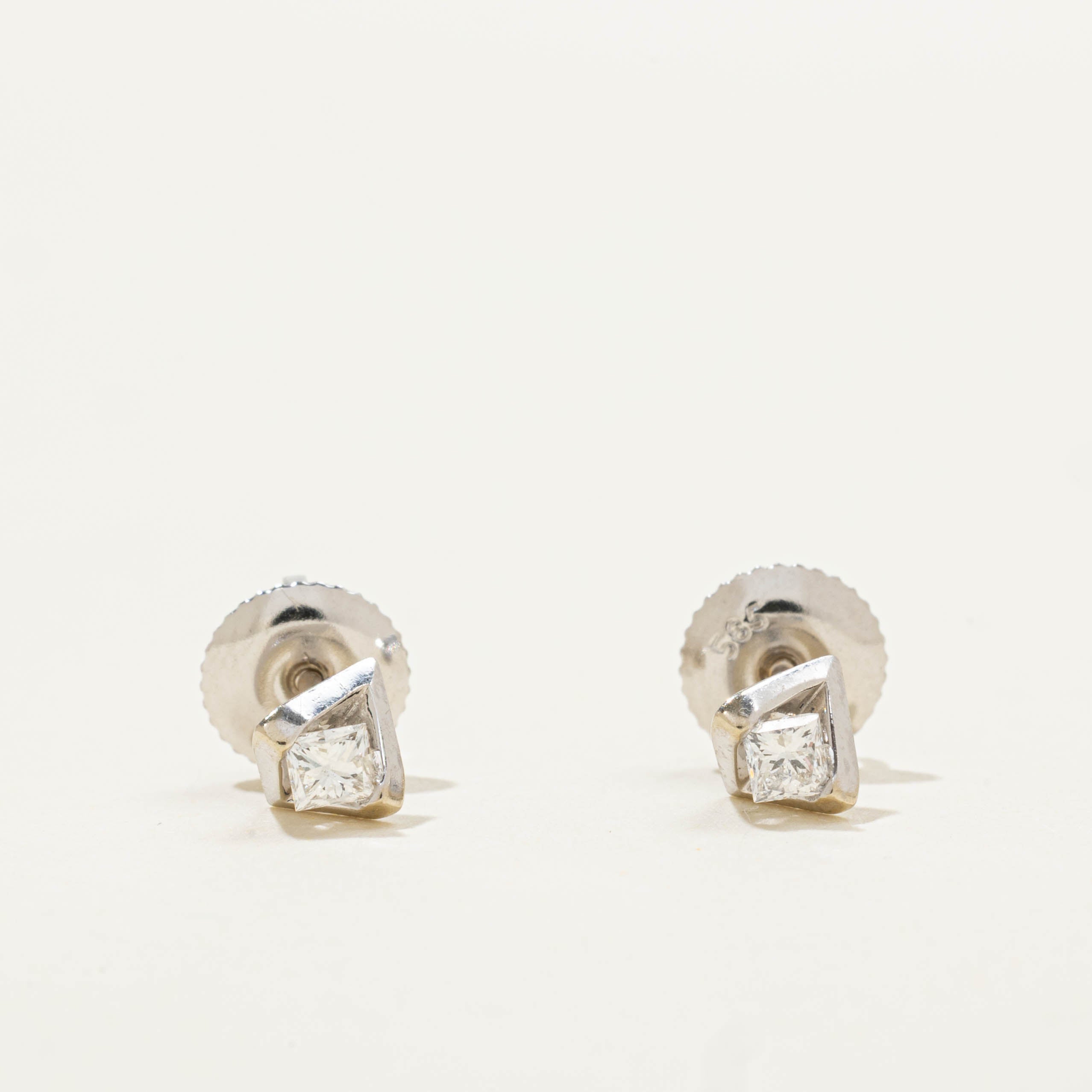 14k Princess Cut Diamond Studs | 0.19ctw
