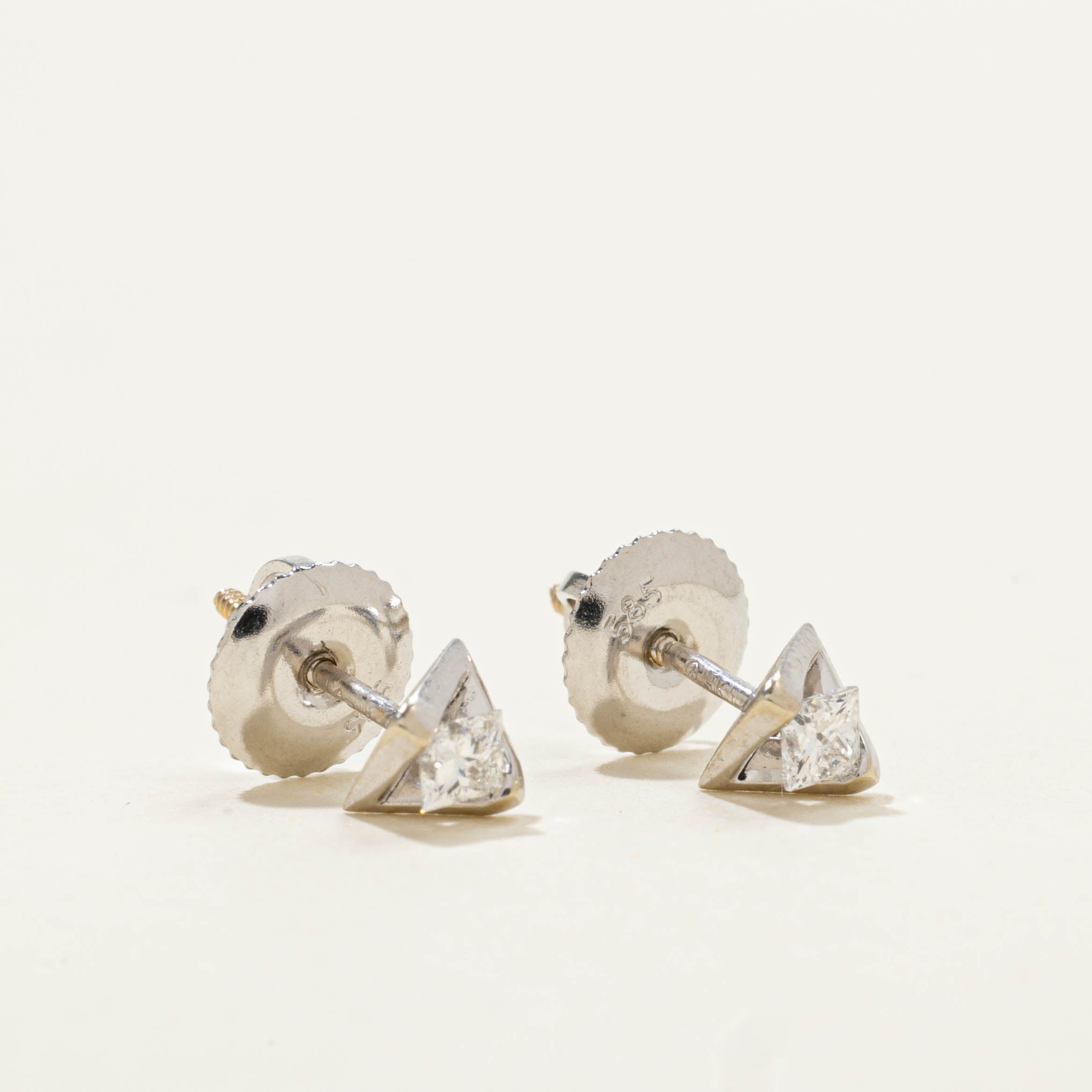 14k Princess Cut Diamond Studs | 0.19ctw